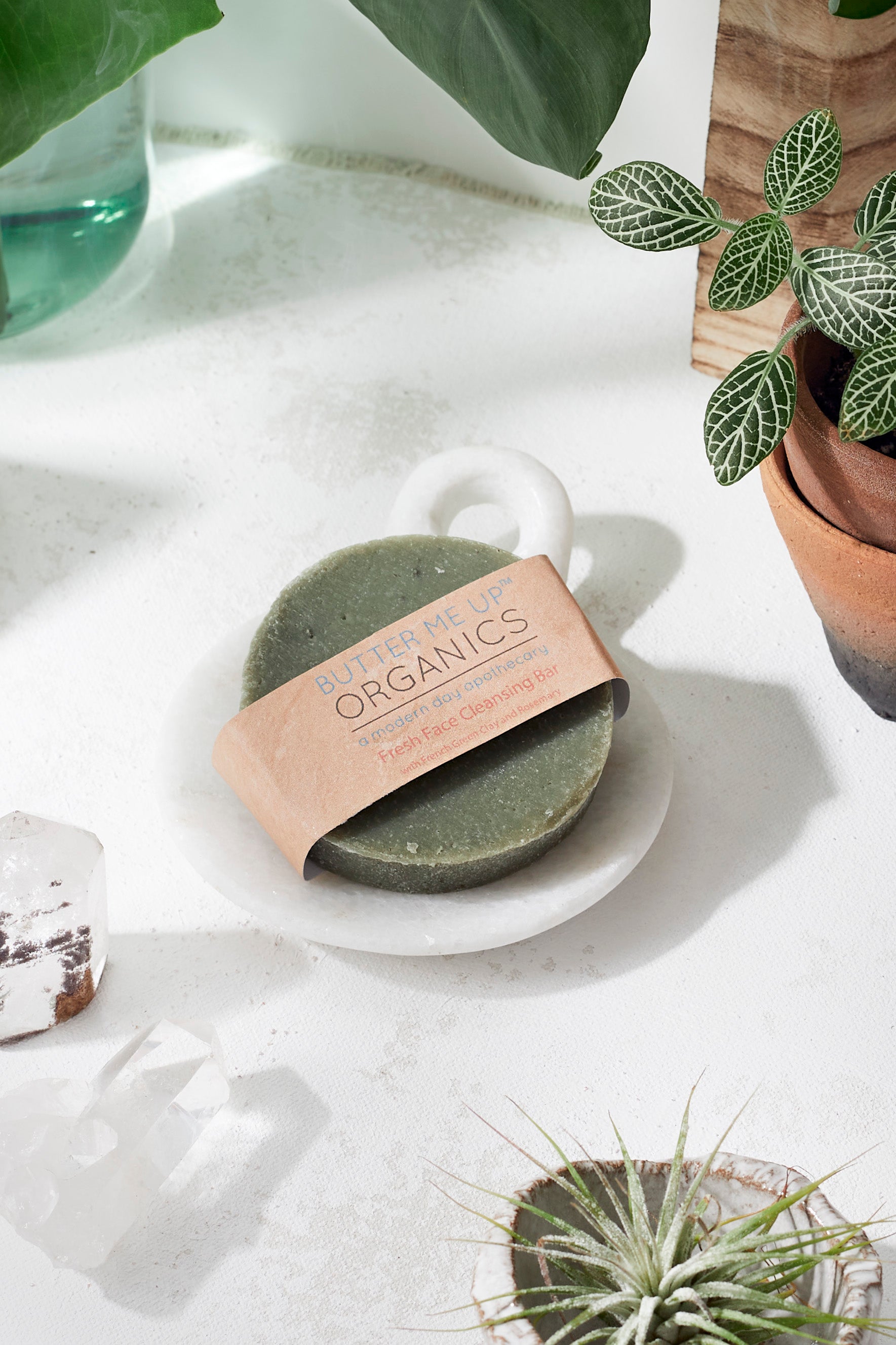 Face Wash Facial Cleansing Bar with French Green Sea Clay by Butter Me Up Organics