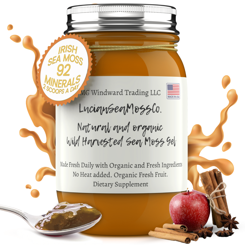 Fresh Organic Apple Cinnamon Infused Sea Moss Gel by Seamoss Global