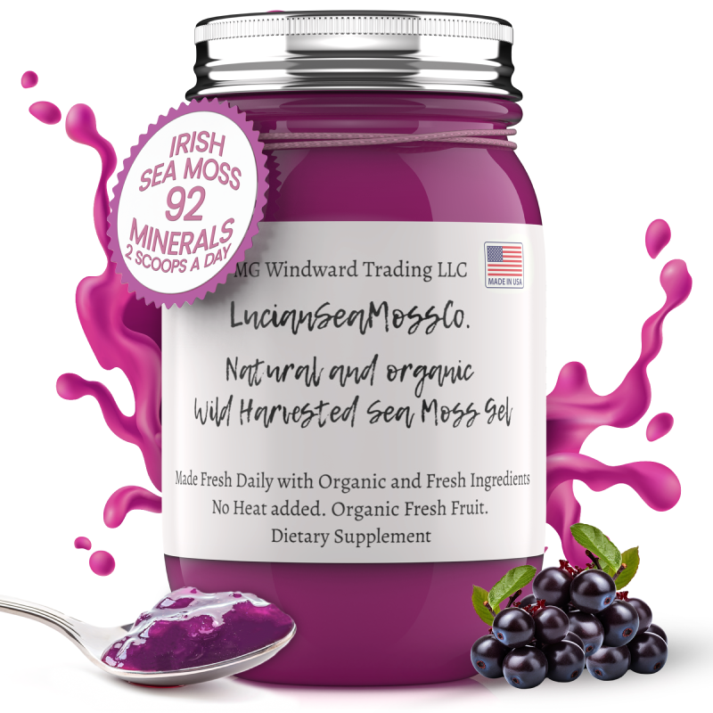 Fresh Organic Berry Acai Infused Sea Moss Gel by Seamoss Global