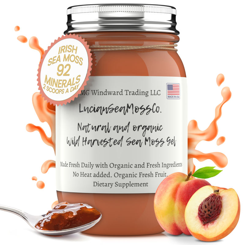 Fresh Organic Peach Infused Sea Moss Gel by Seamoss Global