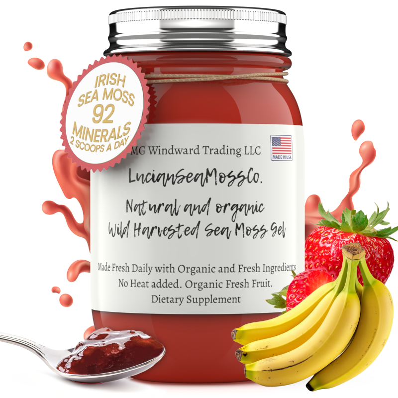 Fresh Organic Strawberry Banana Infused Sea Moss Gel by Seamoss Global