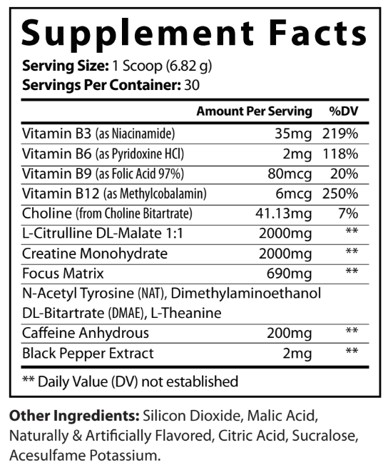 Fruit Punch Pre-Workout Energy Powder + Focus Boost & Hydration | Sugar Free by Virtrue