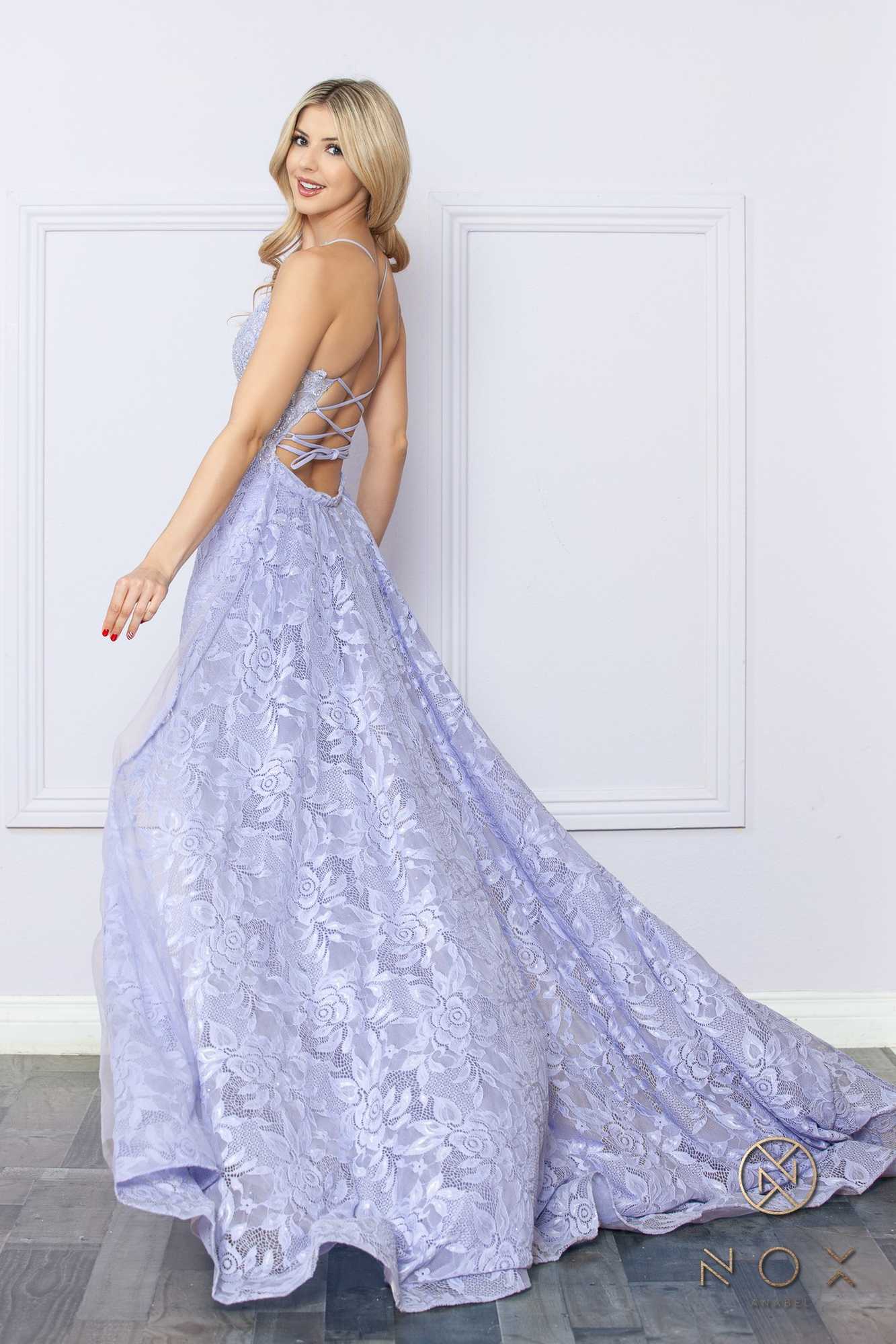 Nox Anabel G1353 Long Boho Inspired Embroidered V-Neck Mermaid Gown by DiscountDressShop