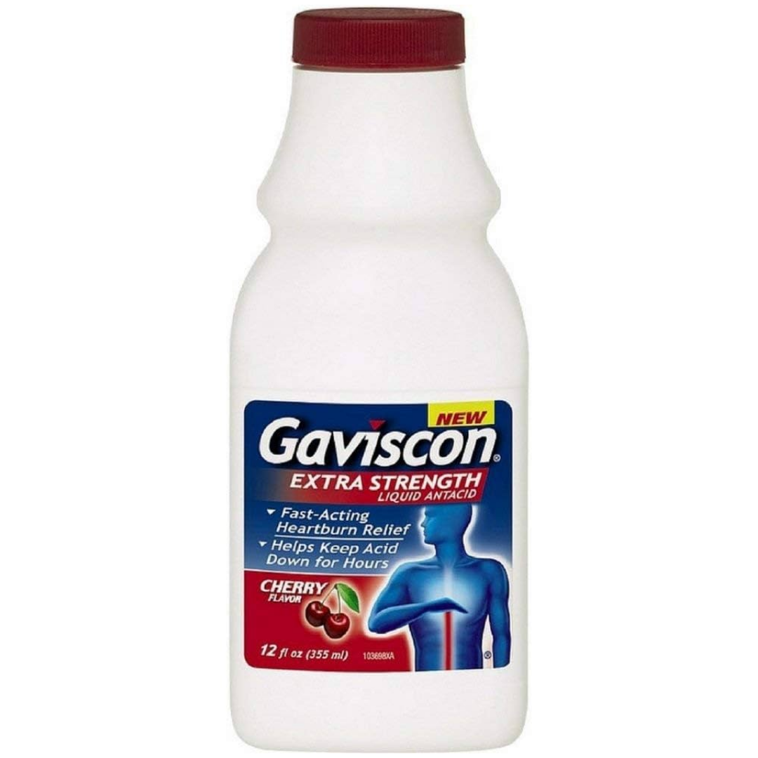 Gaviscon Extra Strength Cherry Antacid Liquid (12 oz) by Farmacias Savia