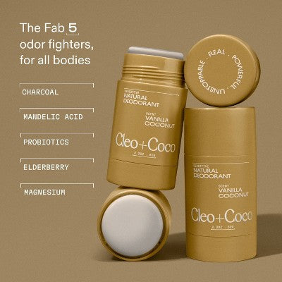 cleo+coco. Body and Hair Antiperspirants and Deodorant Powder Coconut Vanilla 0.88oz - New by This is Beauty US