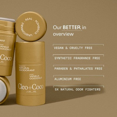cleo+coco. Body and Hair Antiperspirants and Deodorant Powder Coconut Vanilla 0.88oz - New by This is Beauty US