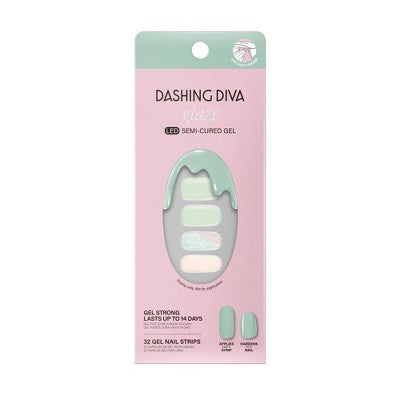 Dashing Diva Glaze Semi-Cured Gel Nail Polish Strips Emerald Marble 32ct - New by This is Beauty US