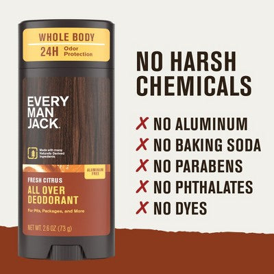 Every Man Jack All Over Solid Deodorant Fresh Citrus 2.6oz - New by This is Beauty US