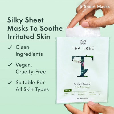 Rael Beauty Tea Tree Facial Sheet Mask 5ct/4.2oz - New by This is Beauty US