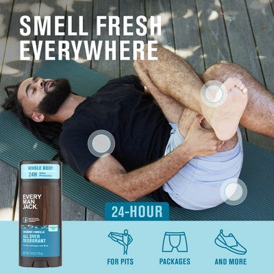 Every Man Jack All Over Solid Deodorant Coconut + Vanilla 2.6oz - New by This is Beauty US