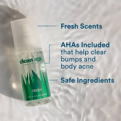 Clean Age Fresh AHA Deodorant + Body Spray for Teens 4 fl oz - New by This is Beauty US