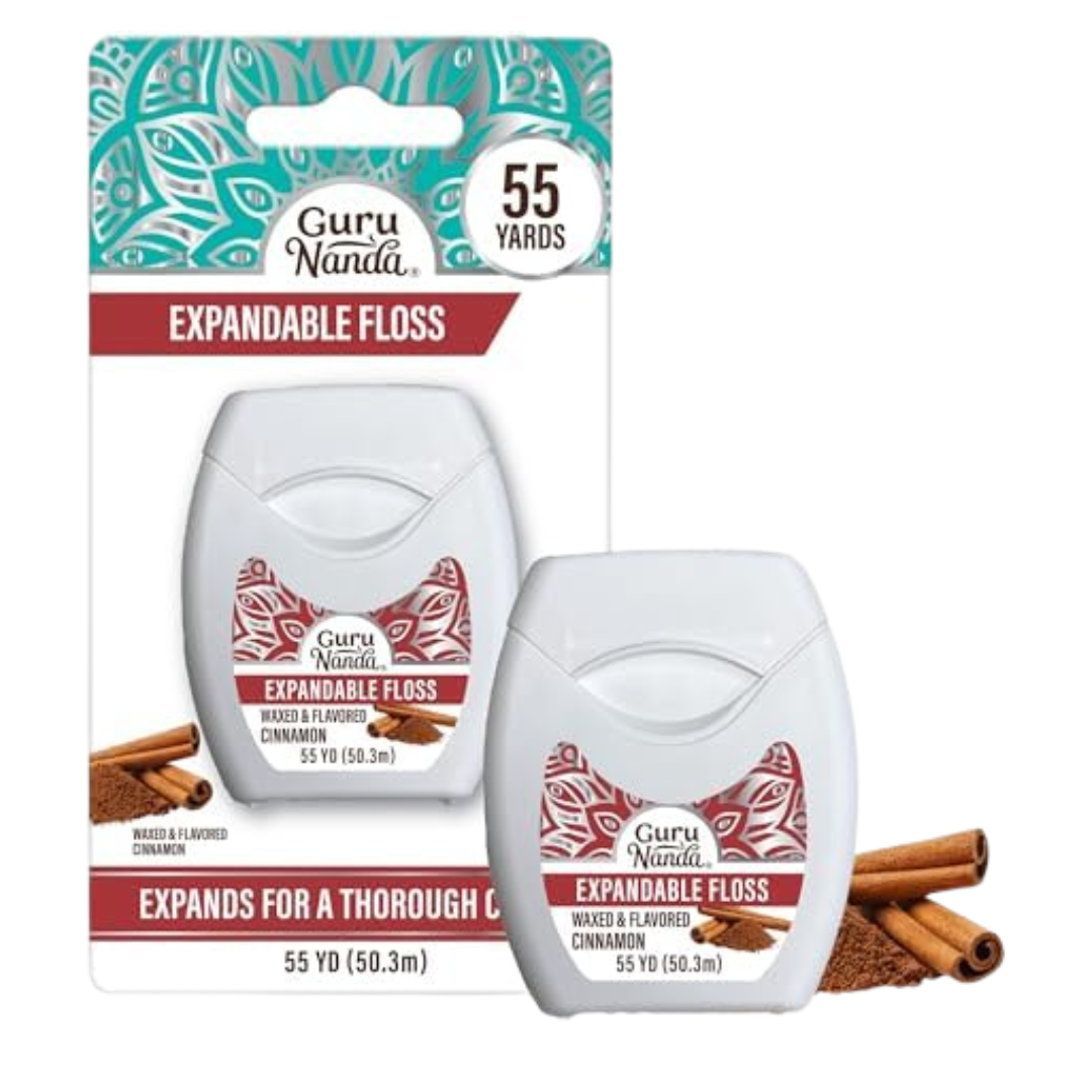 Guru Nanda Expandable Floss, Waxed & Flavored Cinnamon (55 yd / 50.3 m) by Farmacias Savia