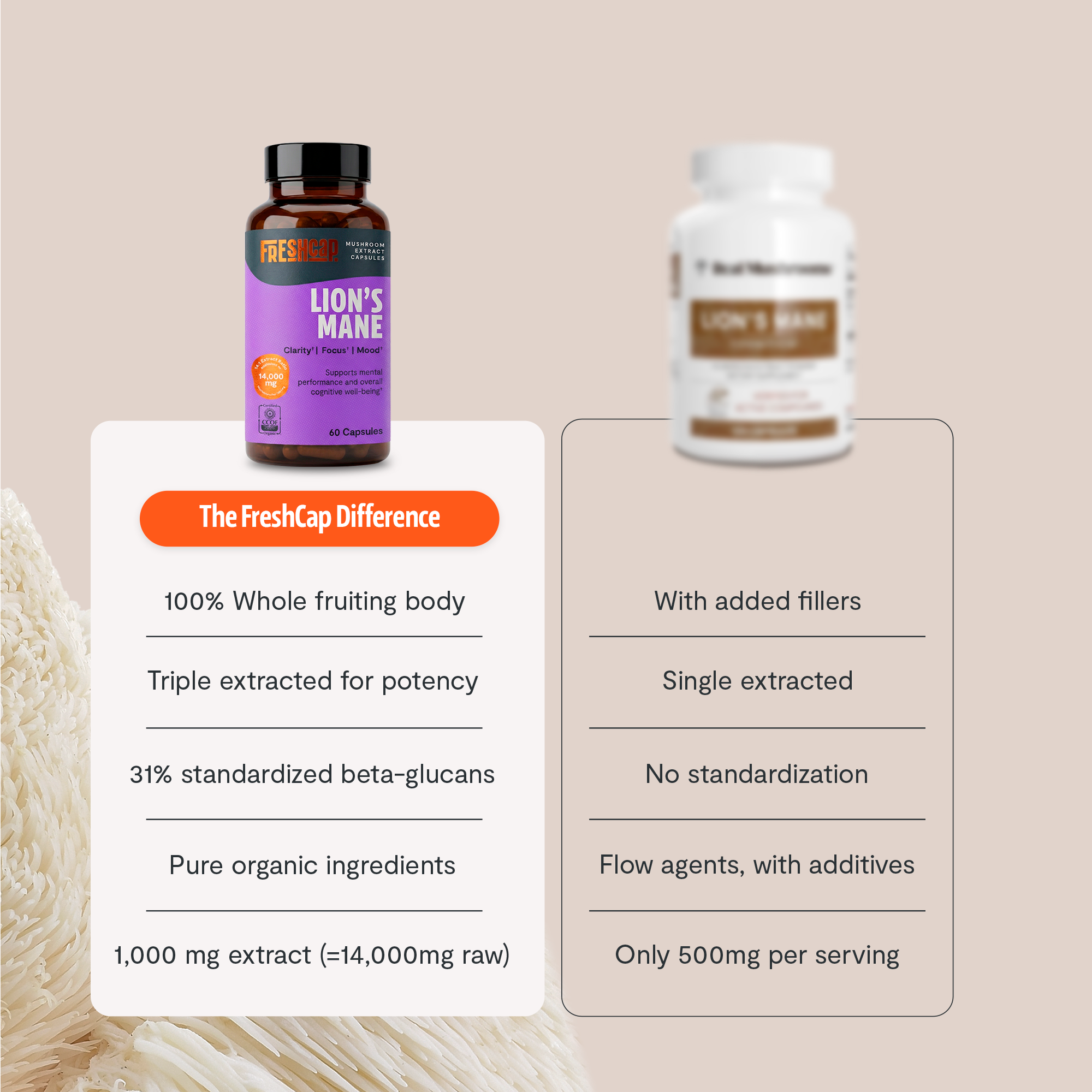 Organic Lion’s Mane Capsules by FreshCap Mushrooms