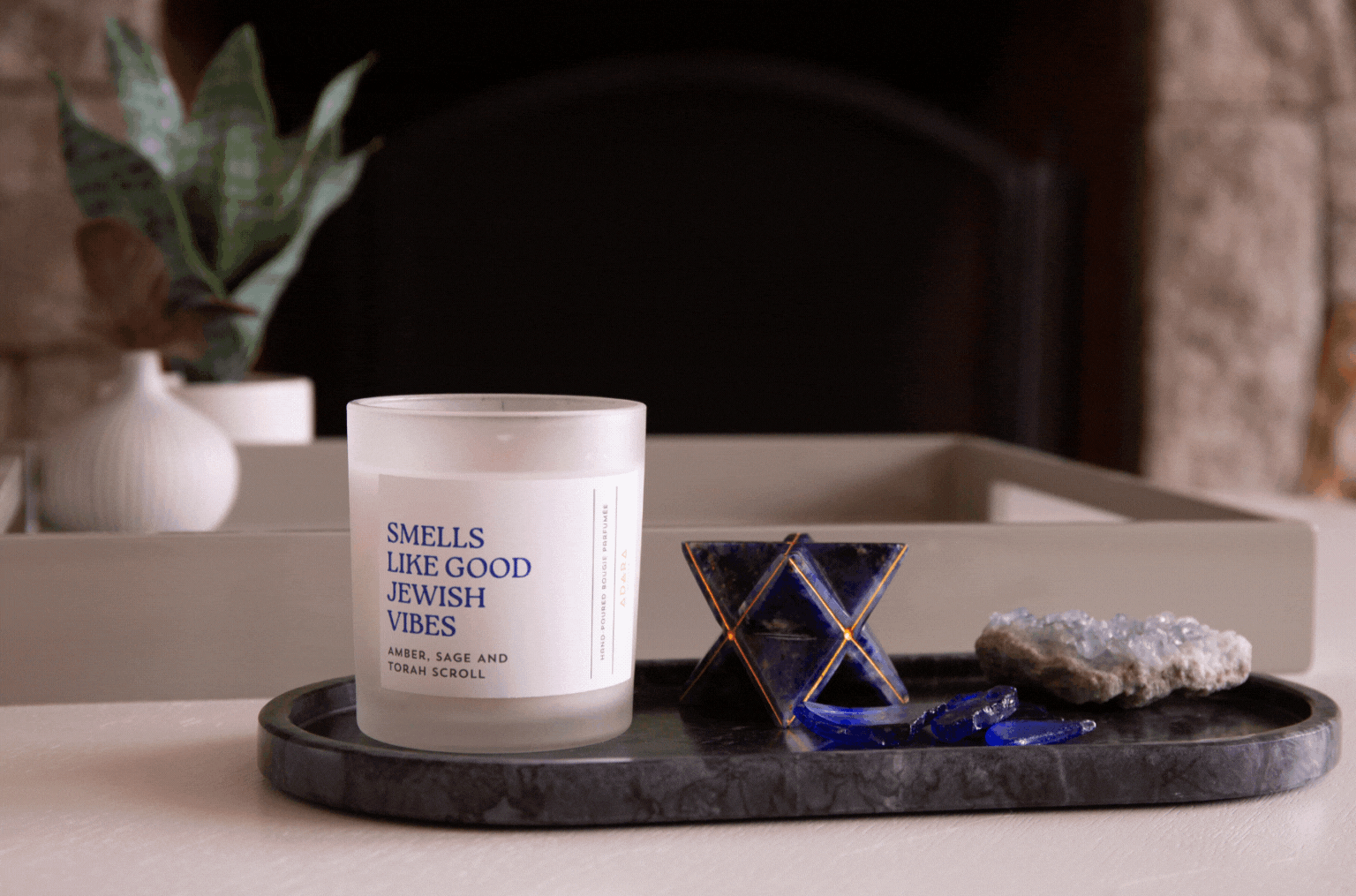 Smells Like Good Jewish Vibes - Amber, Sage & Torah Scroll Scented Candle by Adara Rituals