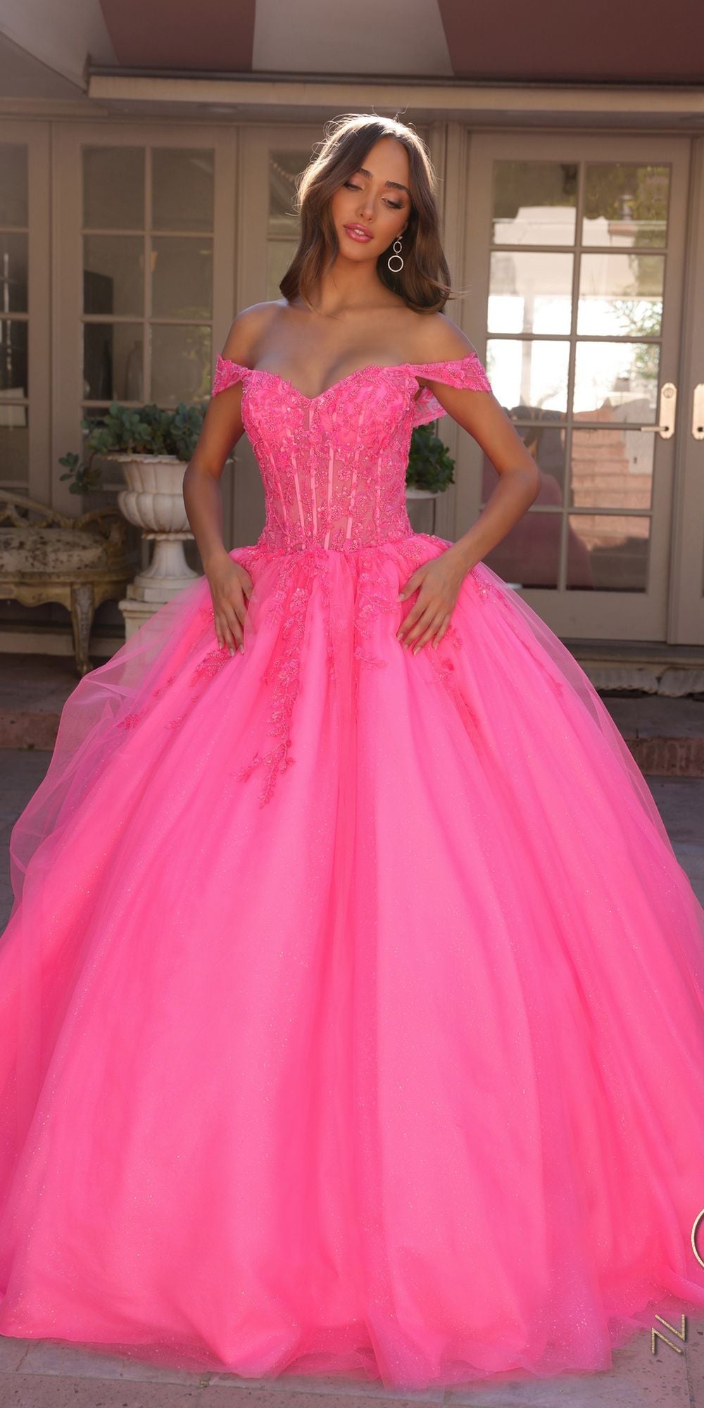 Nox Anabel H1349 Poofy Long Quinceanera Off the Shoulder Ballgown by DiscountDressShop