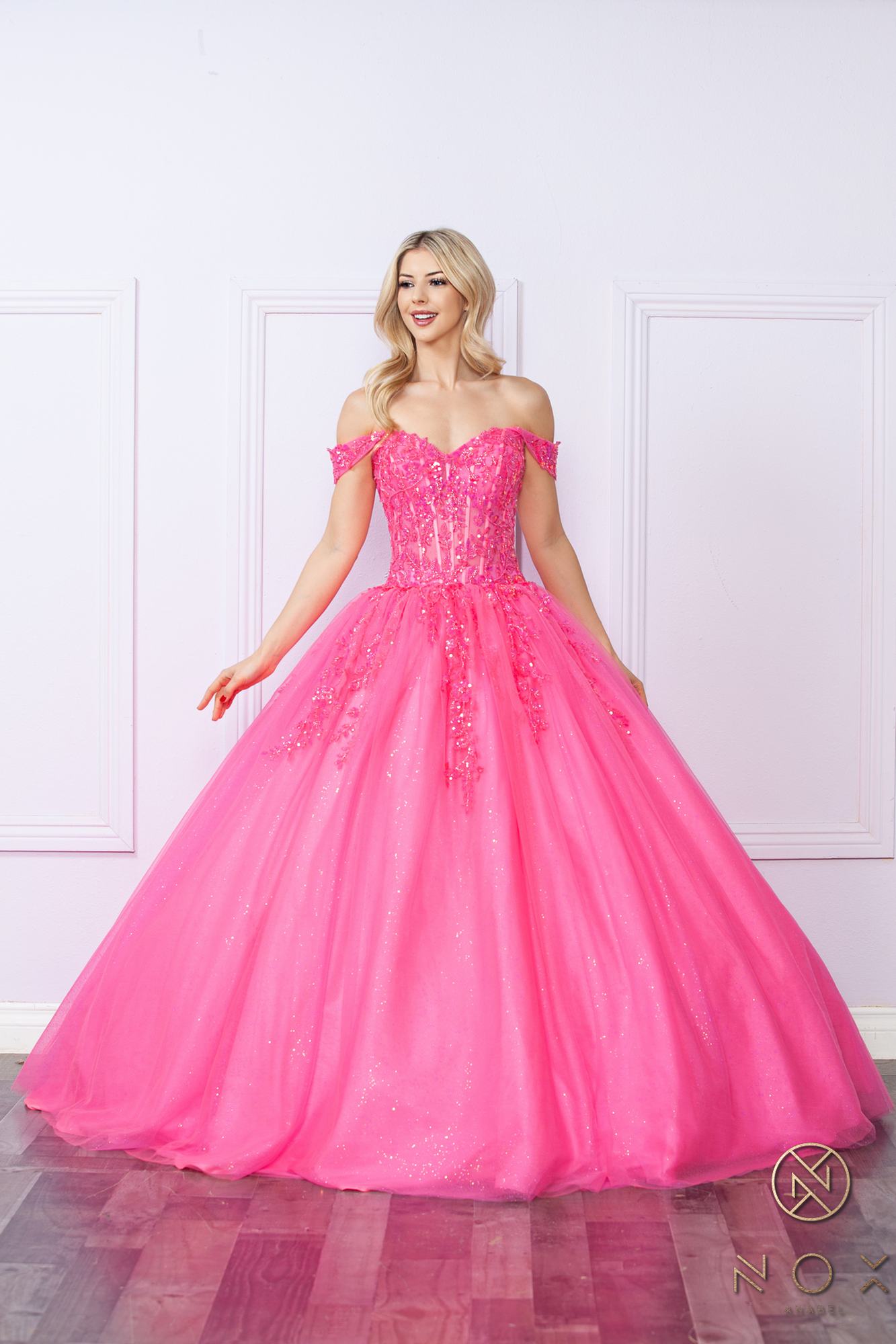 Nox Anabel H1349 Poofy Long Quinceanera Off the Shoulder Ballgown by DiscountDressShop