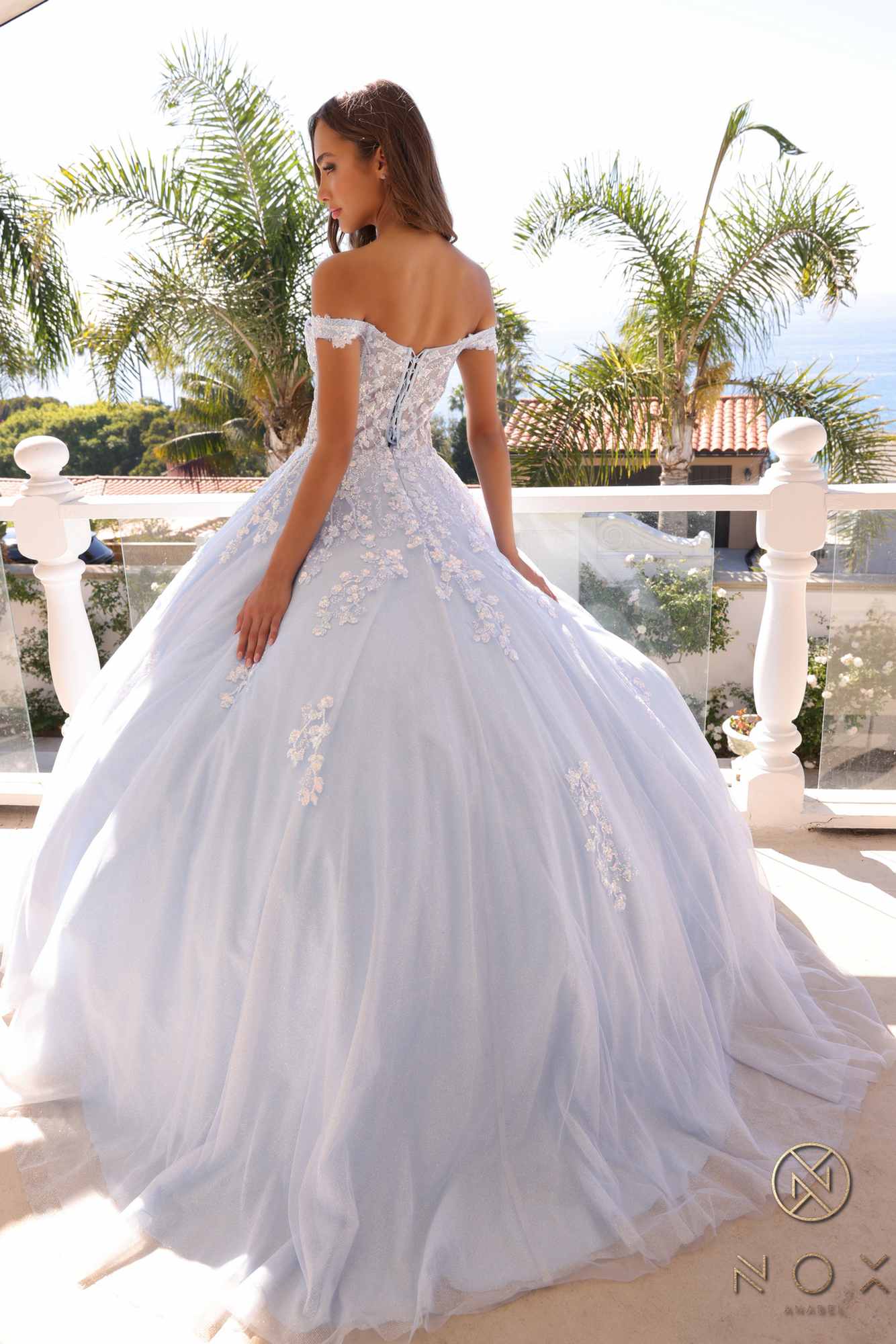 Nox Anabel H1352 Poofy A-Line Ballgown Off the Shoulder Quinceanera Dress by DiscountDressShop