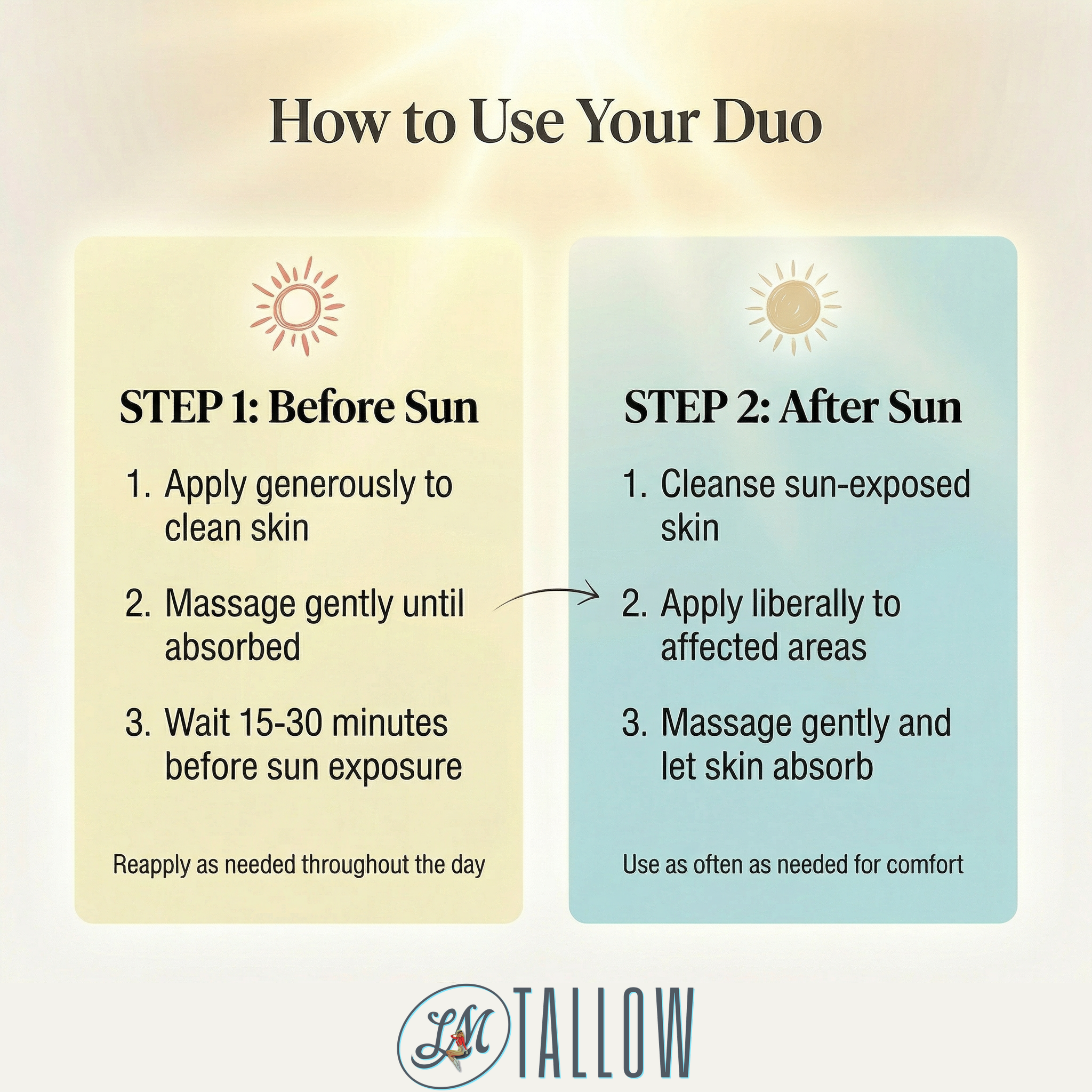 Tallow Sun Care Duo - Natural Before & After Sun Cream Gift Set with Zinc Oxide by The Lady May