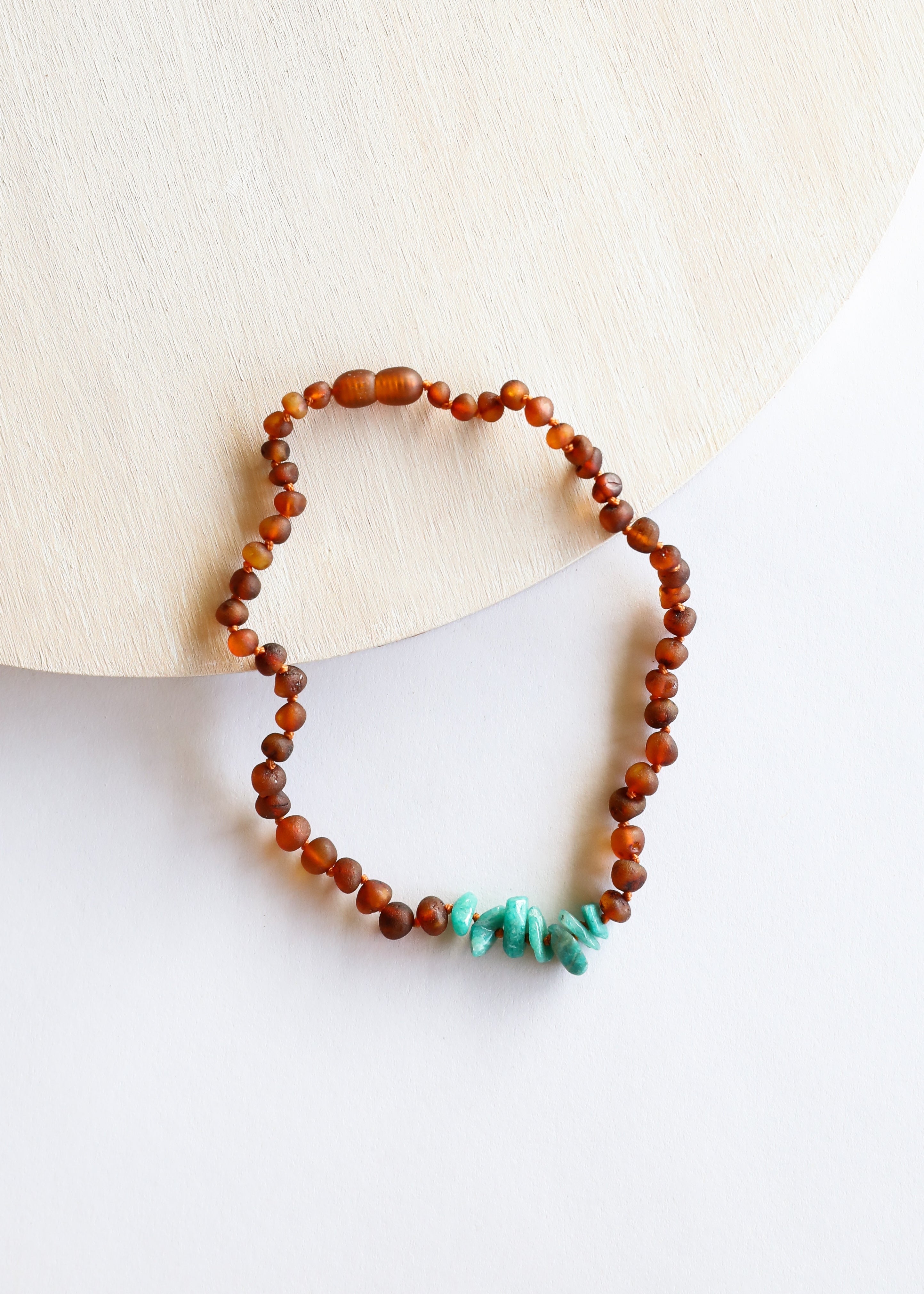 Raw Cognac Baltic Amber + Raw Amazonite || Kids Set by CanyonLeaf