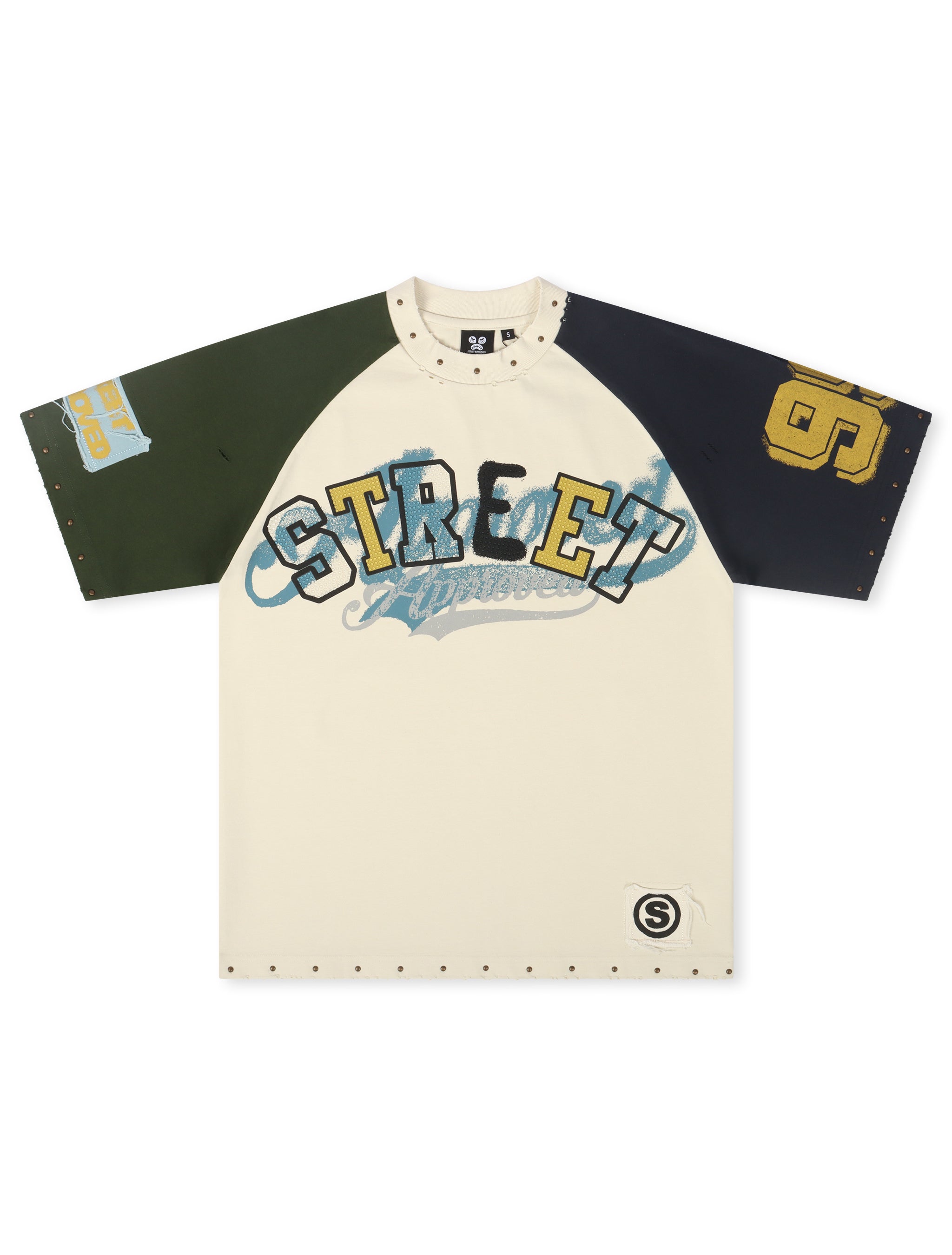 Street Approved Color Block Tee - Cream by Denim Exchange