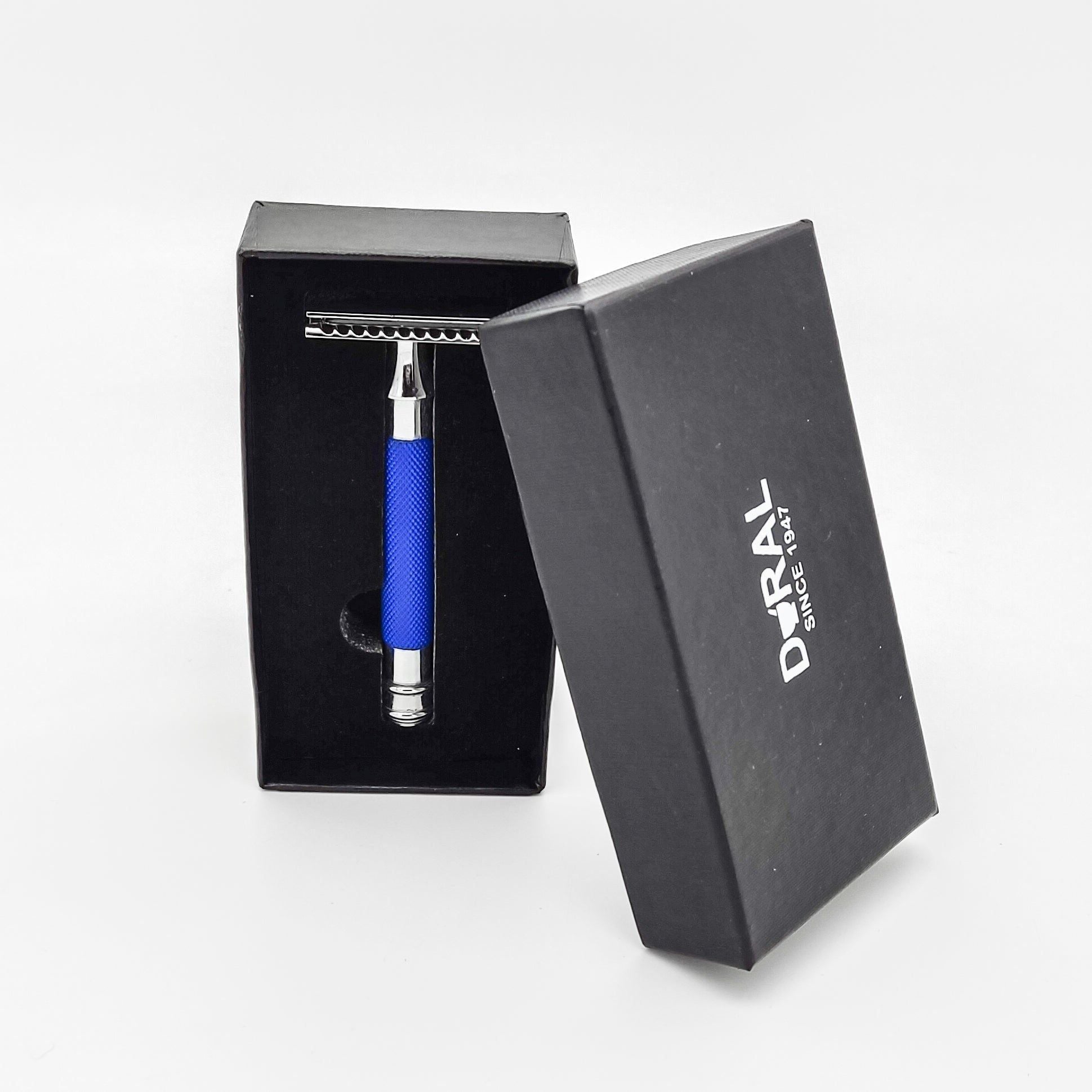 Dural Heavy Stroud Head Double Edge Safety Razor Duty Blue/Silver + Pouch by Pasteur Pharmacy