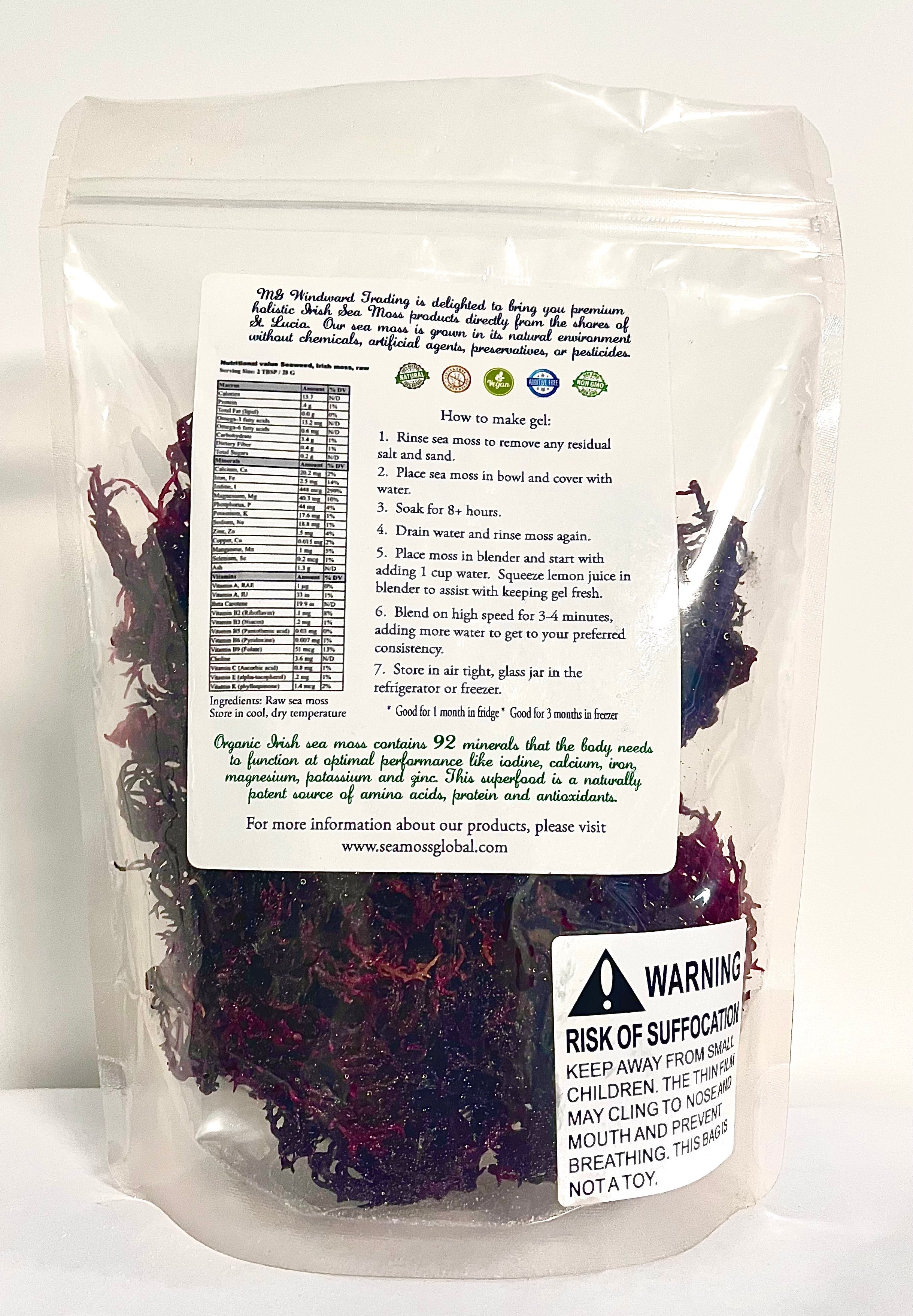 Pure Certified Wild Harvested Organic Purple Raw Sea Moss by Seamoss Global