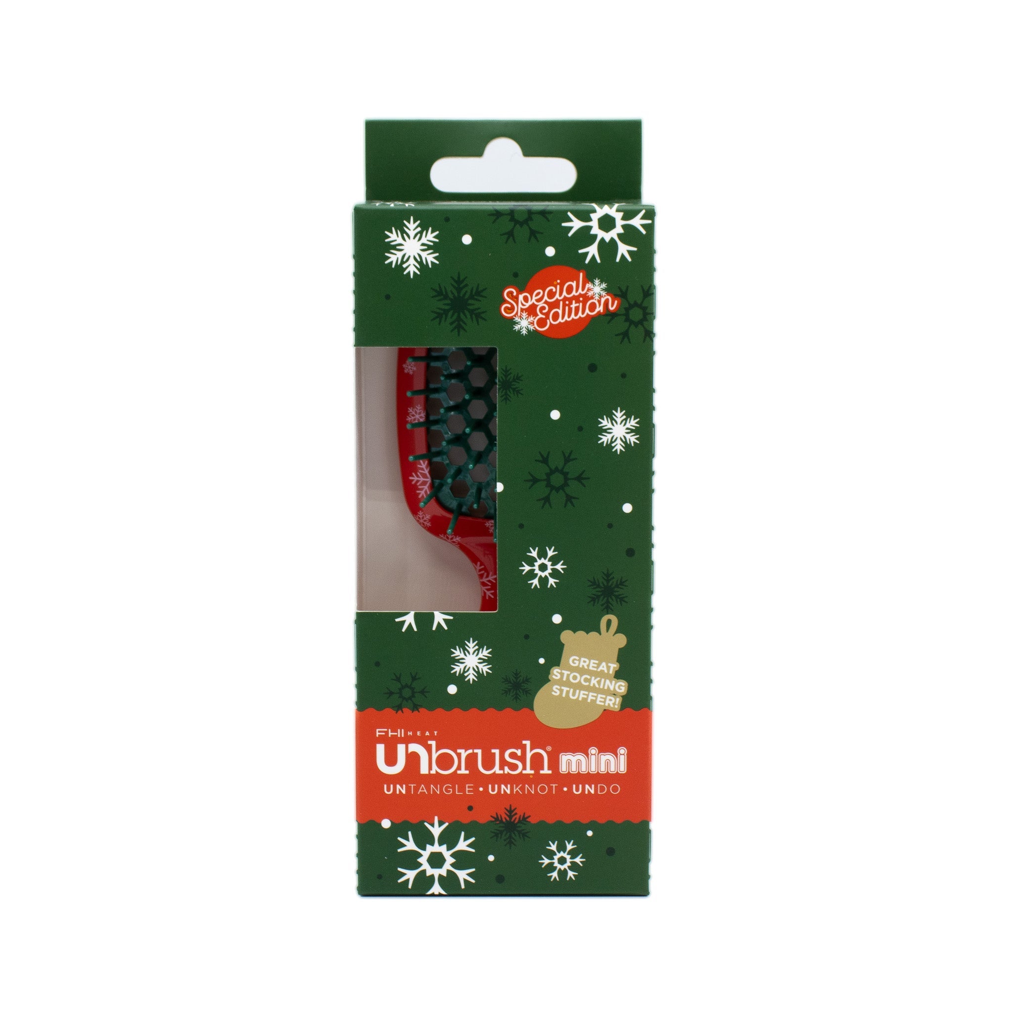 Unbrush Mini Holiday Hair Brush SLEIGH RIDE RED - New by This is Beauty US
