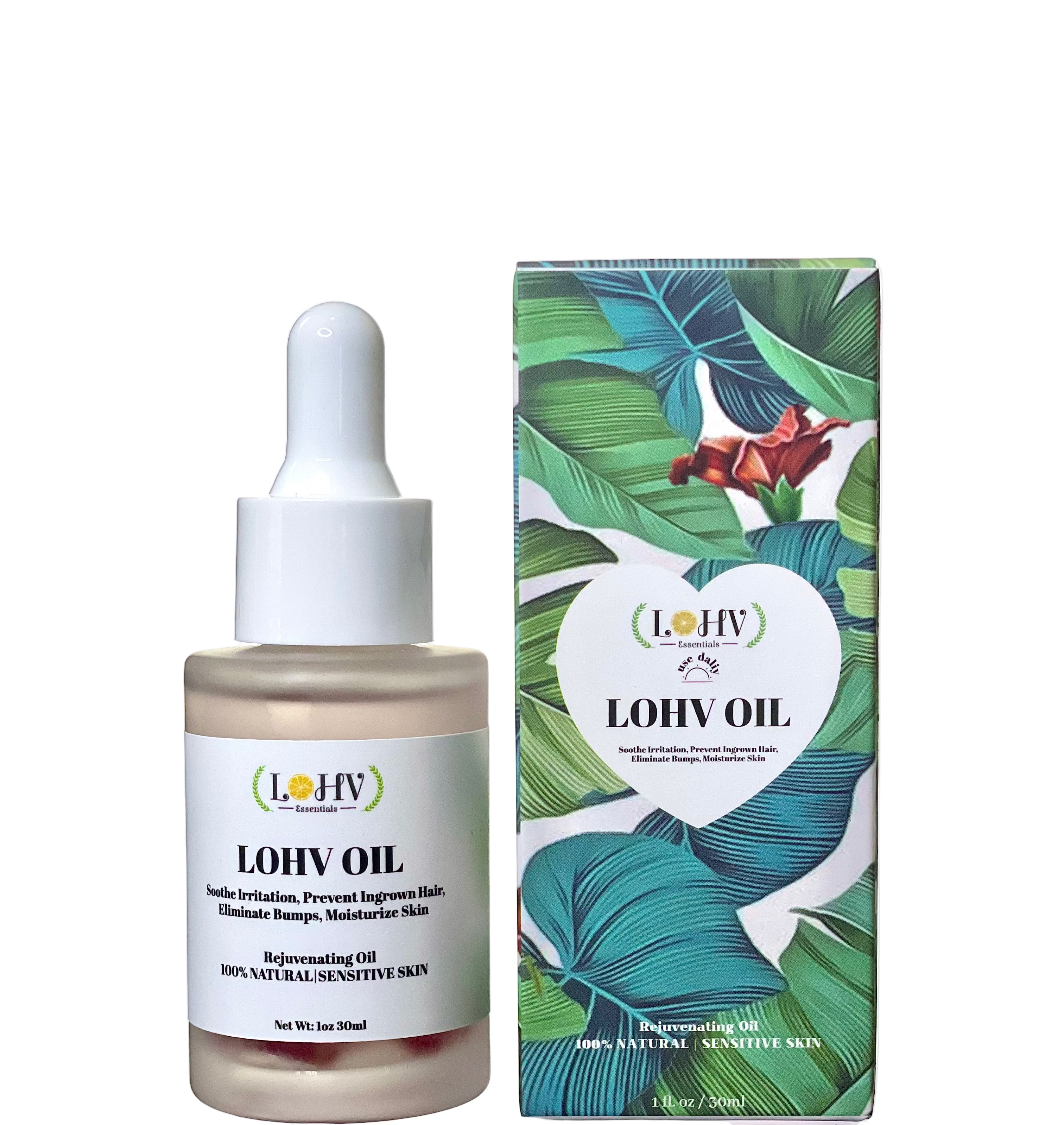LOHV Multi-Purpose PREMIUM Rose Oil For Sensitive Skin. Clear Up Bumps, Ingrown Hairs On Face and Bikini Line, Soothes Irritation with Rosemary Oil + Vitamin E Oil + Grape Seed Oil + Sweet Almond Oil by LOHV ESSENTIALS