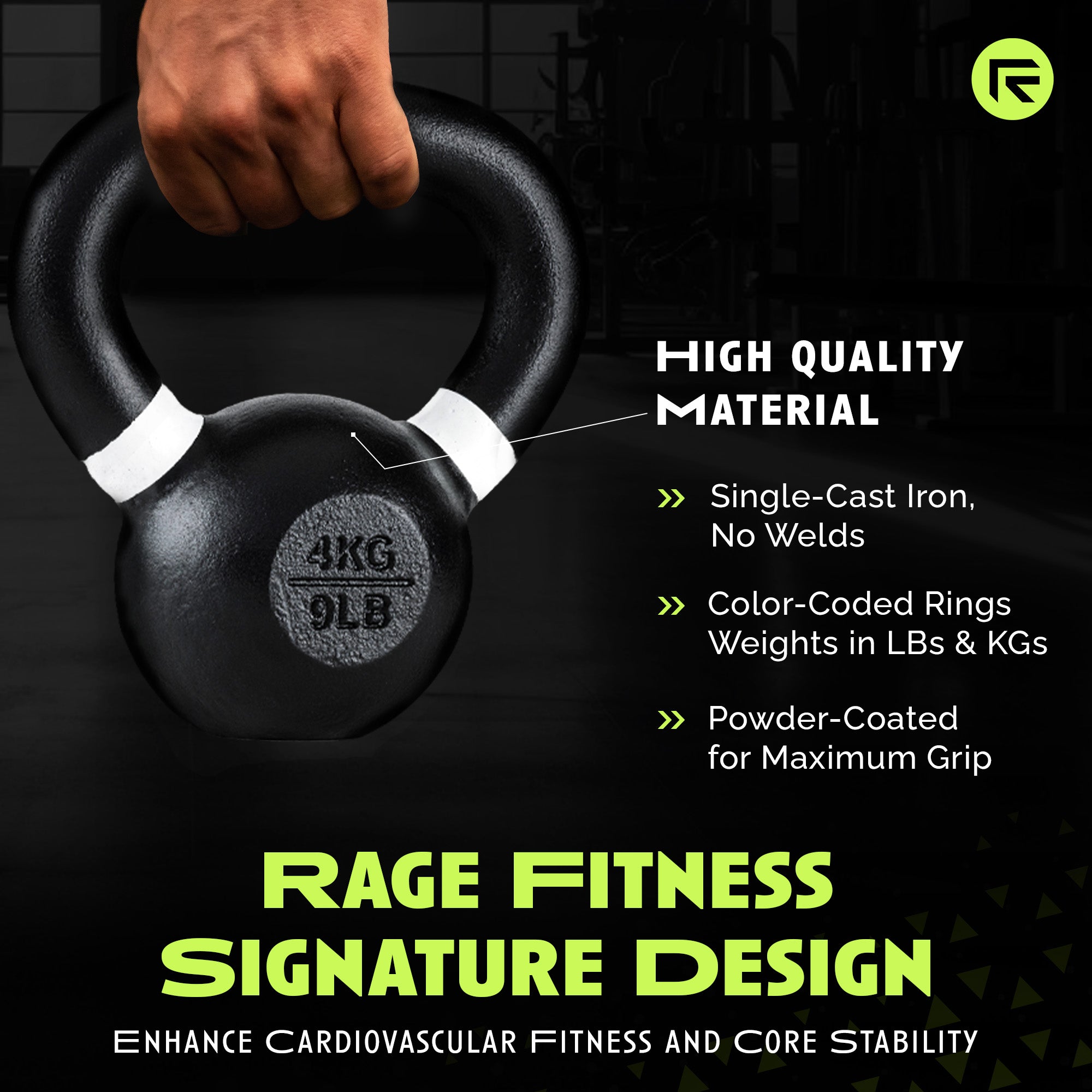 Single Cast Iron Kettlebell by Rage Fitness