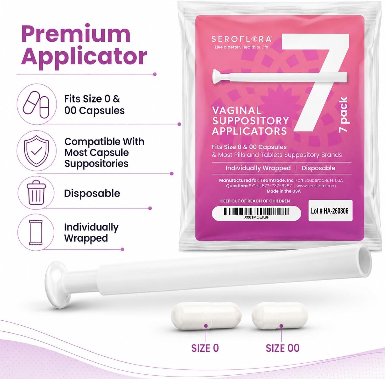 Boric Acid Vaginal Suppositories with Applicators (30/7ct) by Seroflora