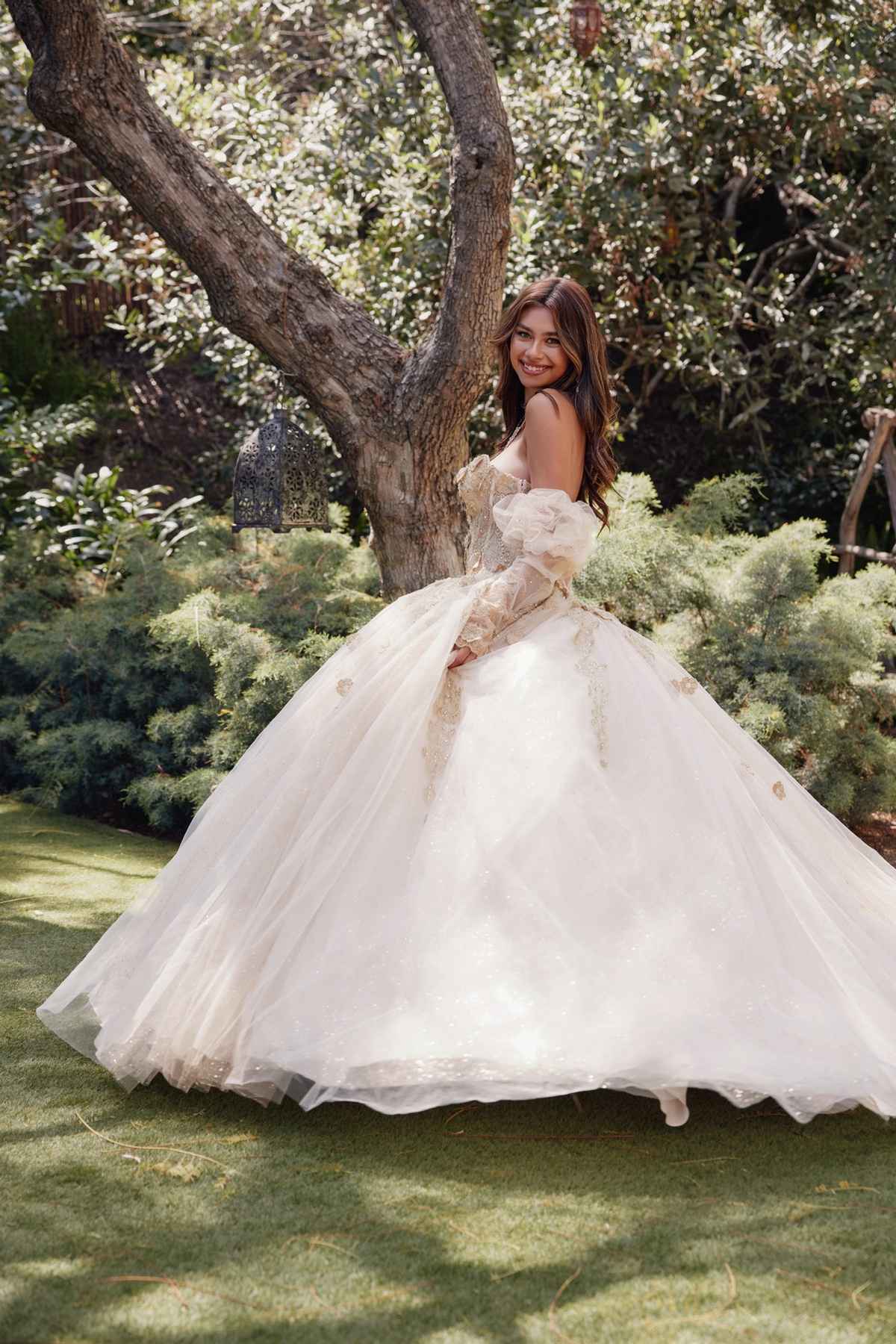Juliet JT1465H Dress 3d Flowers Applique Puff Sleeve Quinceanera Dress by DiscountDressShop