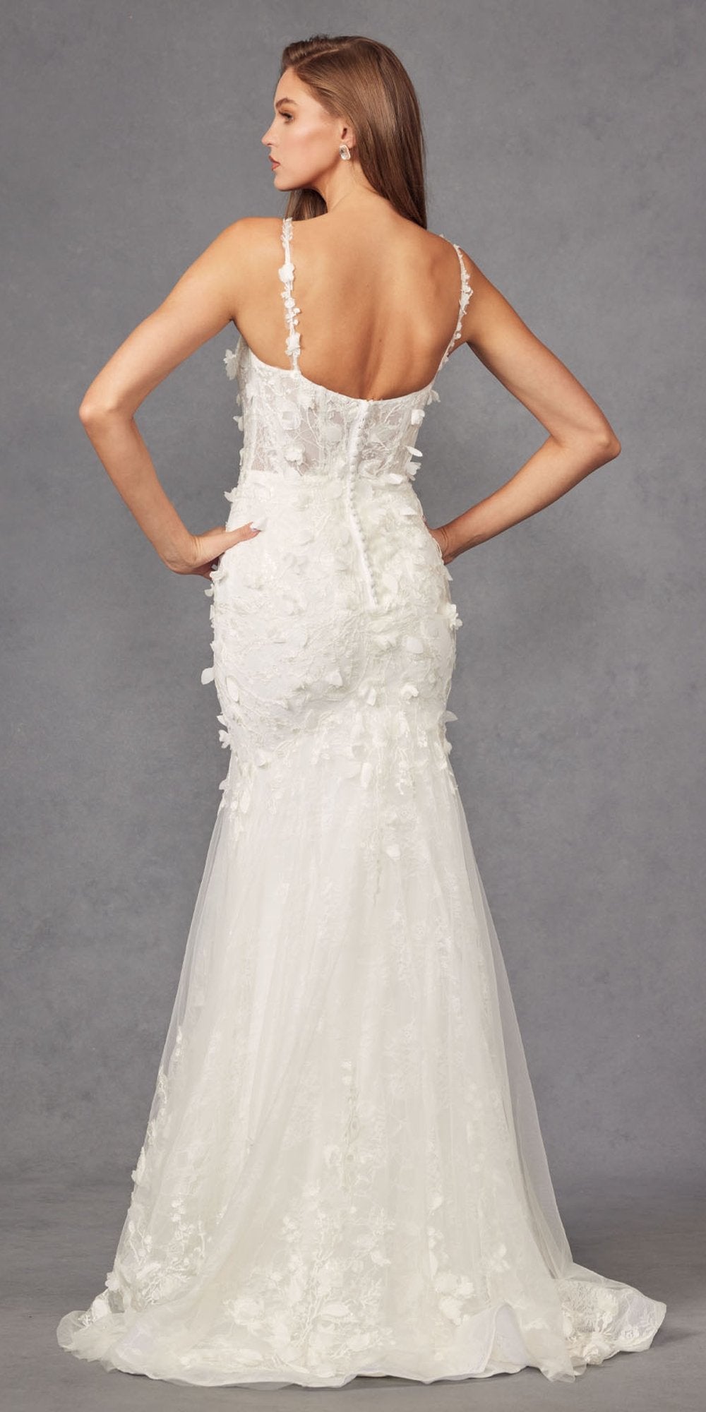 Juliet JT2475UW Long 3D Floral Applique Fitted Mermaid Gown by DiscountDressShop