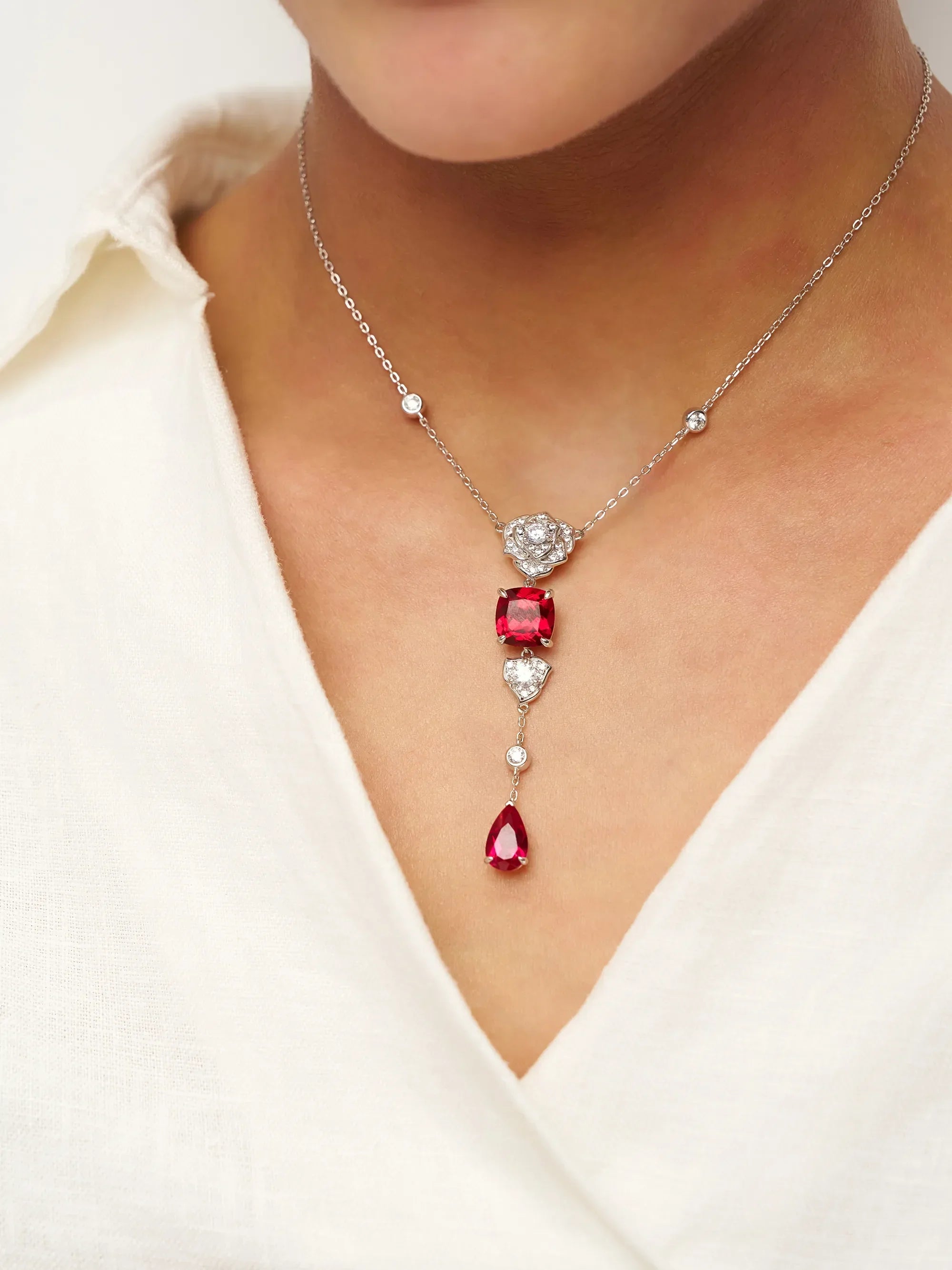 Exquisite Ruby Necklace - Ruby Veil by LINTICO