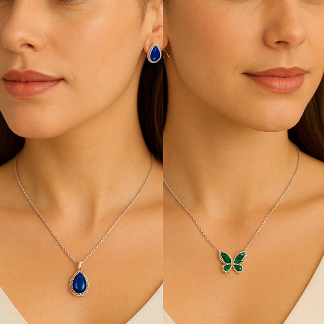 Floral & Gemstone Necklace and Earrings Set – Multiple Styles by Farmacias Savia