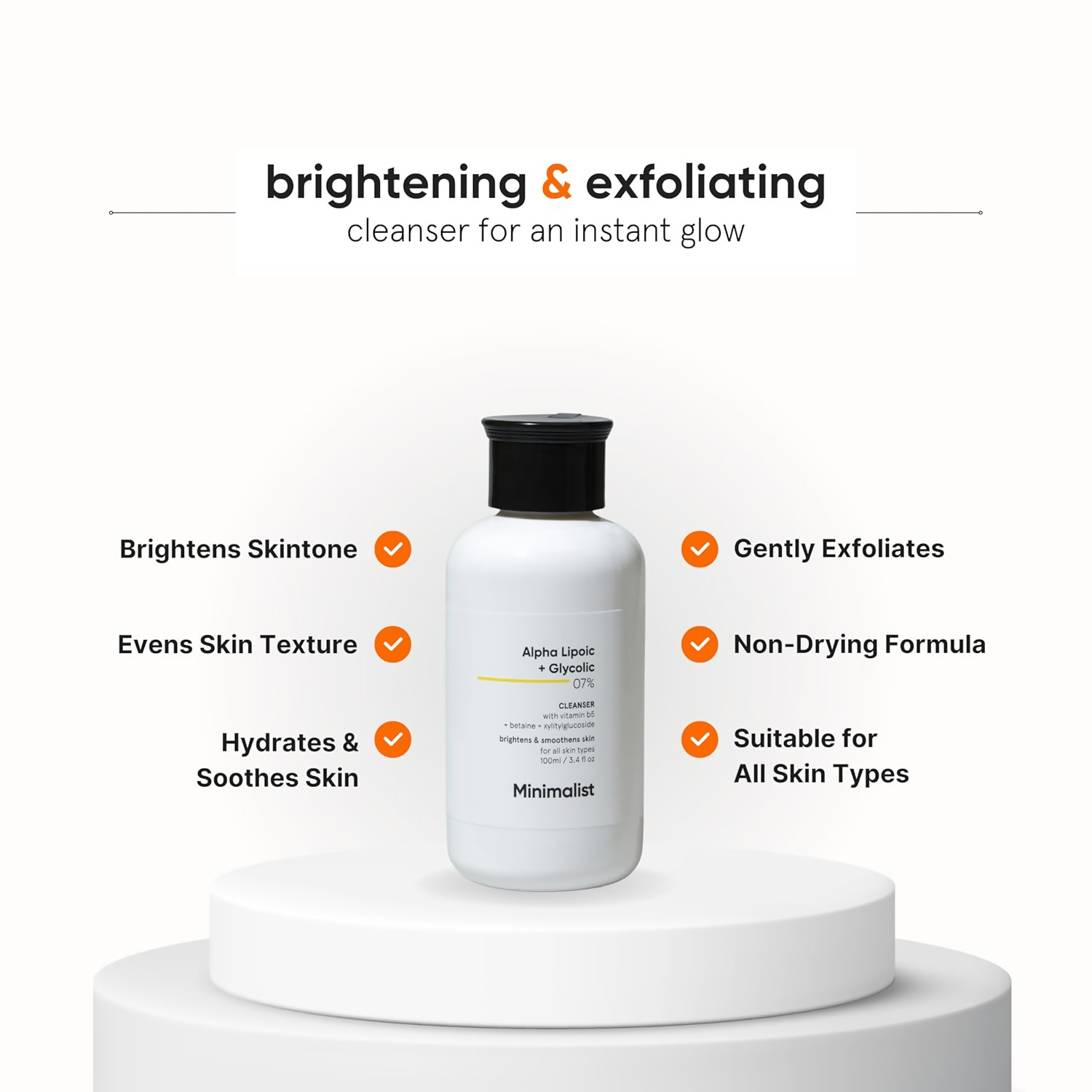 Minimalist 7% ALA + Glycolic Brightening Face Wash by Dista