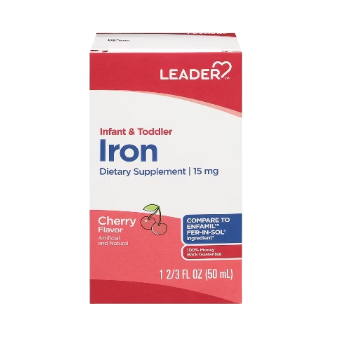 Leader Infant Cherry Liquid Iron & Vitamin A, C & D Supplement (1.67 oz) by Farmacias Savia