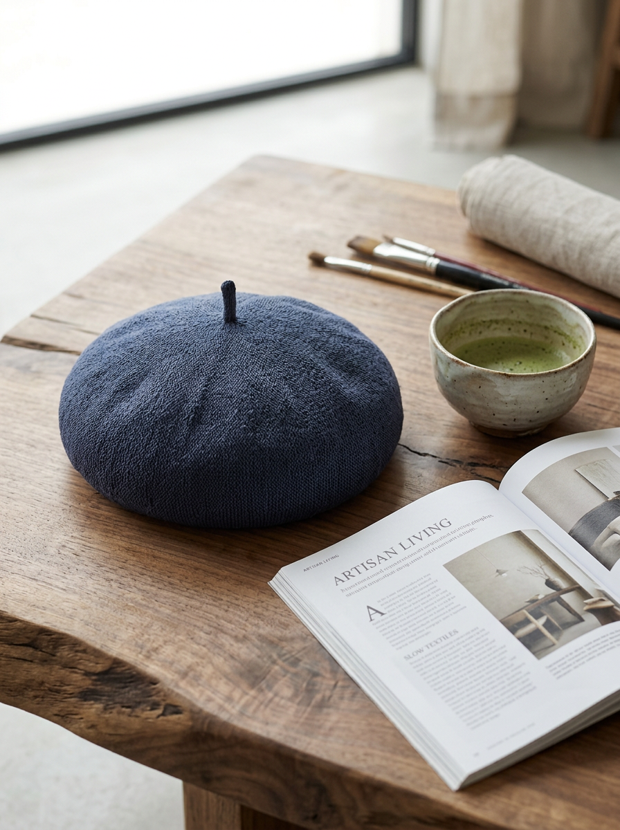 Linen Knit Beret Hat for Women Lightweight Breathable Summer Artist Cap by LINTICO