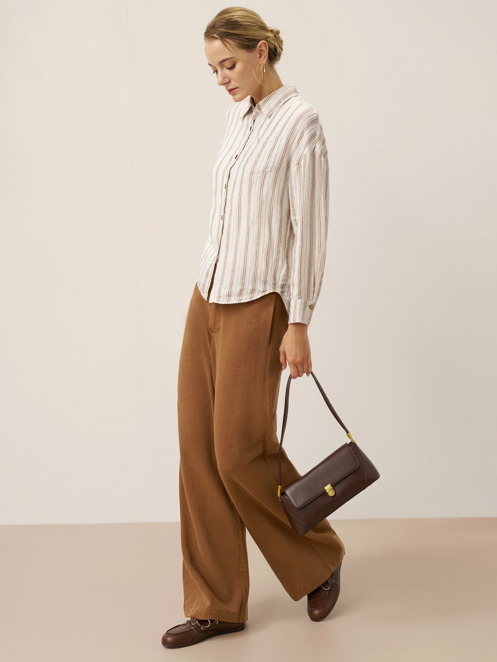 Linen Striped Drop Shoulder Shirt KENNEDY by LINTICO