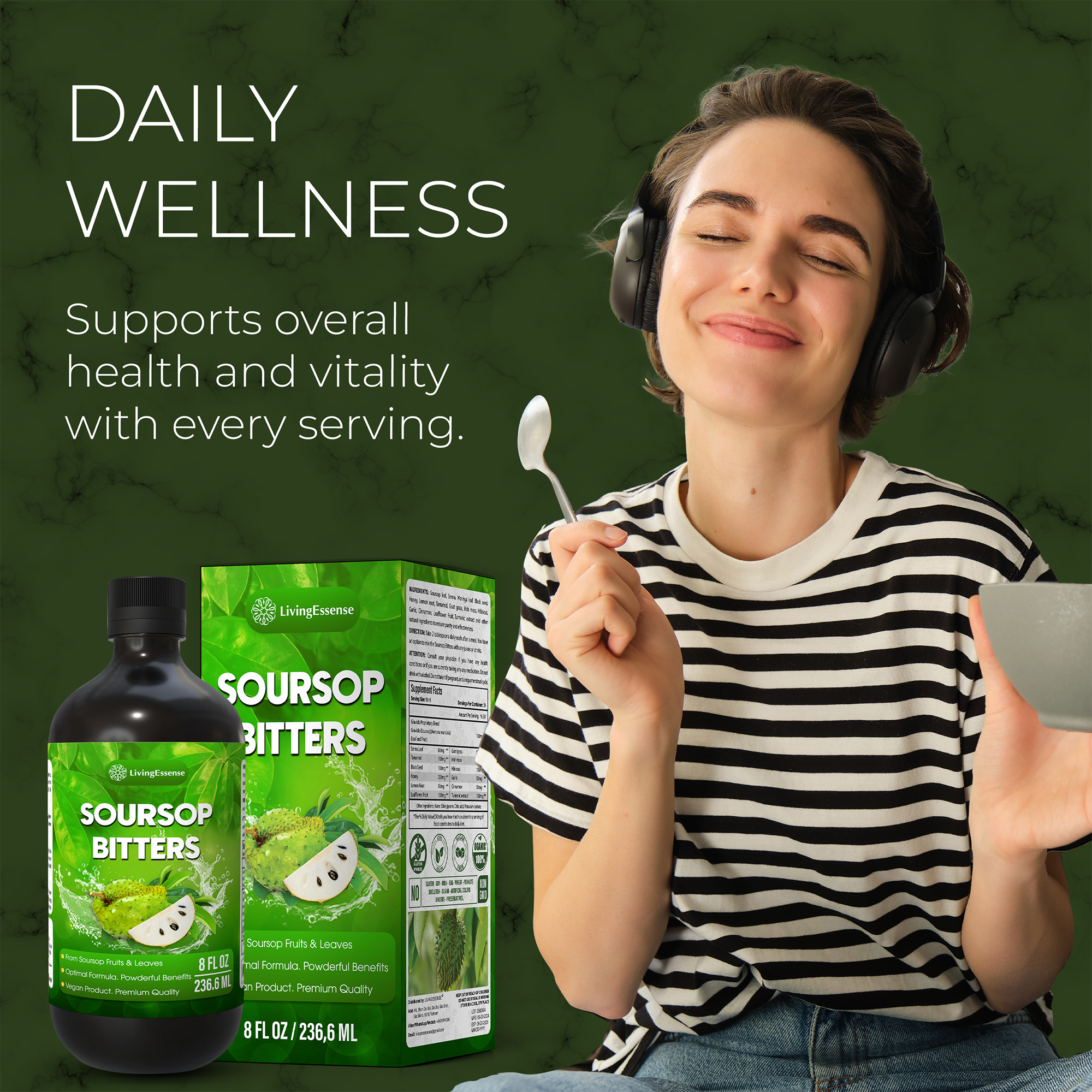Soursop Bitters Liquid with Soursop Leaves for Gut Health & Immune Boost by FreshDrinkUS - Natural and Premium Herbal Tea