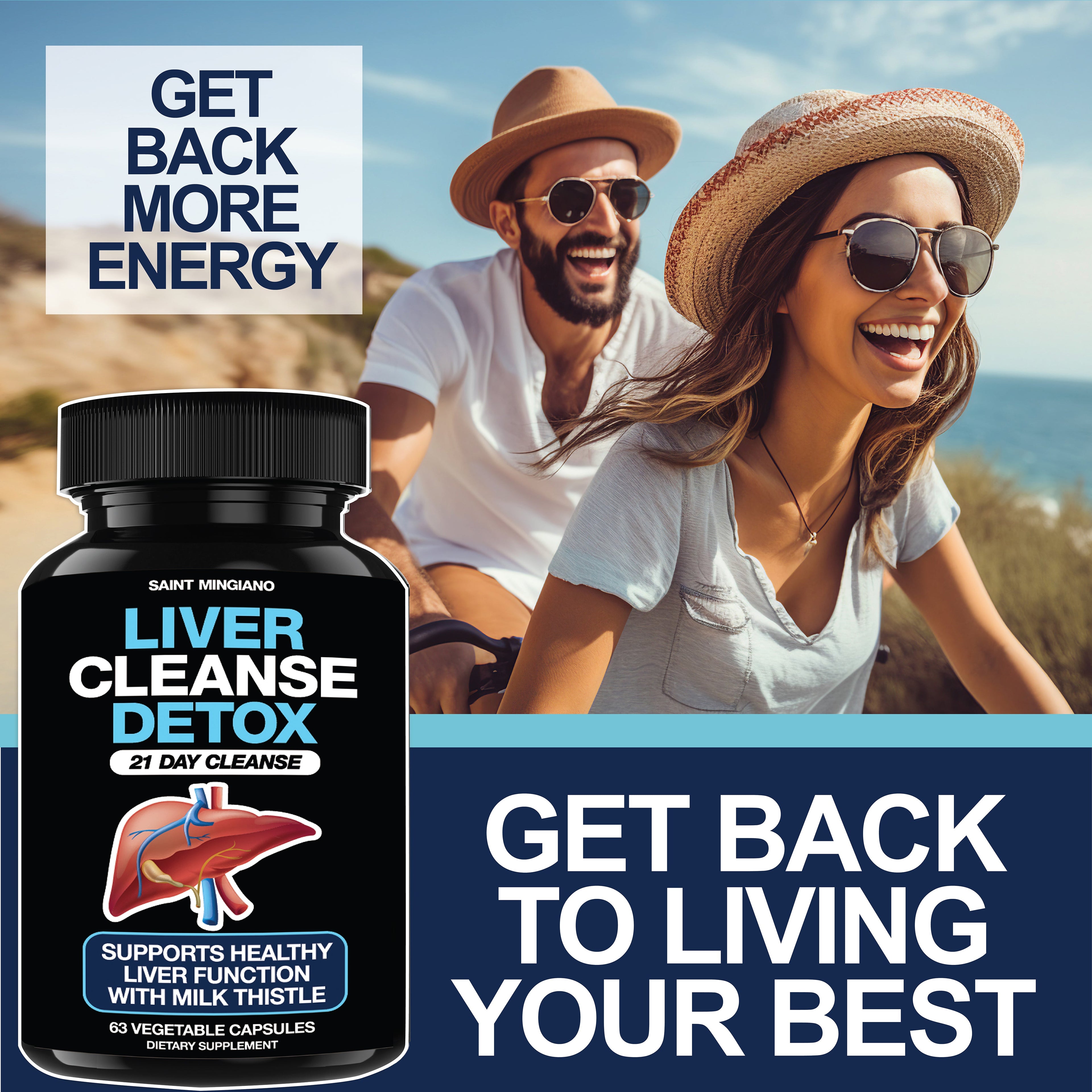 Liver Cleanse Detox & Repair - 21 Day Cleanse - Natural Liver Support Supplement with Milk Thistle by Saint Mingiano - Supplements & Wellness Dedicated to Holistic Health