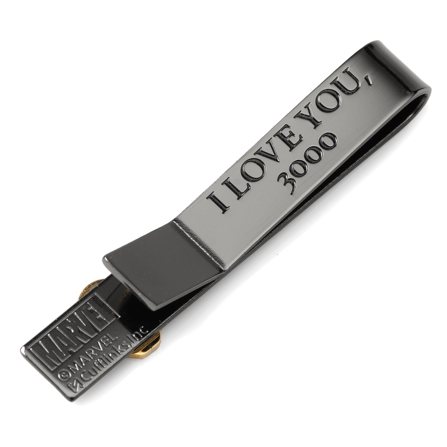 Marvel Iron Man "I Love You 3000" Gunmetal Hidden Message Tie Bar by Cufflinks.com