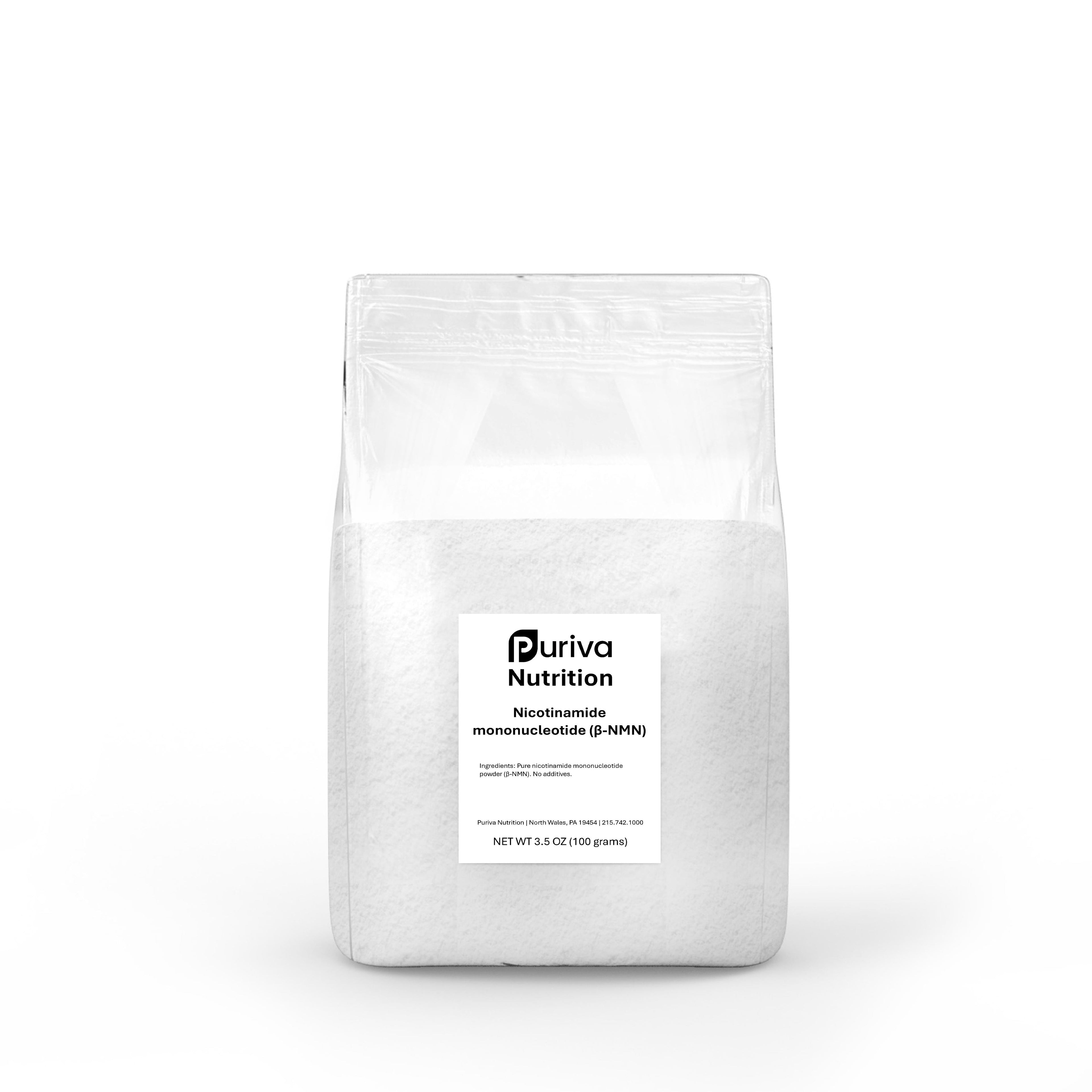 Pure NMN powder (Nicotinamide mononucleotide | β-NMN) NAD+ precursor, 100 grams, scoop included, Puriva Nutrition by Puriva Nutrition