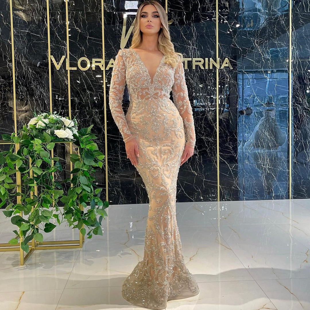 Women Clothing Bronzing Long Sleeve Slim Sexy Dress Evening Dress by Ragazza