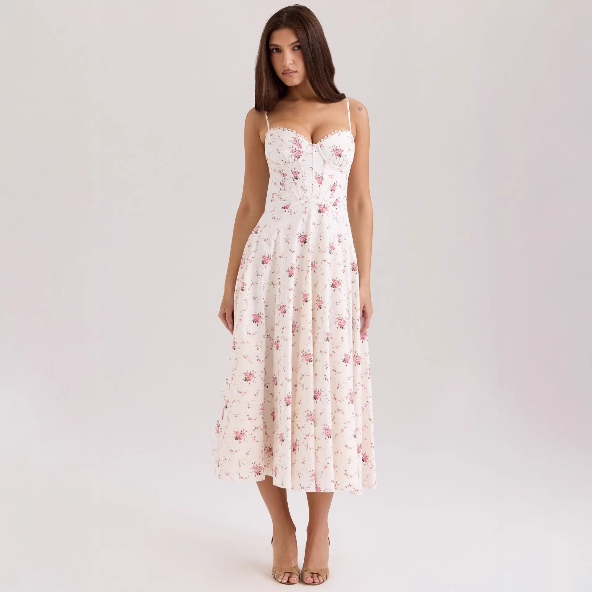 Elegant Gentle Slim Floral Strap Fairy Dress Women by Ragazza