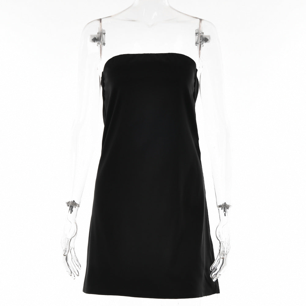 Sexy off Neck Tube Top Dress Autumn Sleeveless Backless Sheath Dress by Ragazza