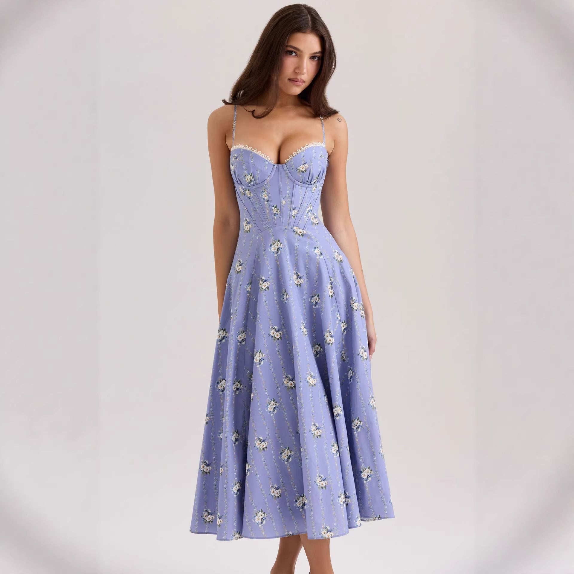 Elegant Gentle Slim Floral Strap Fairy Dress Women by Ragazza