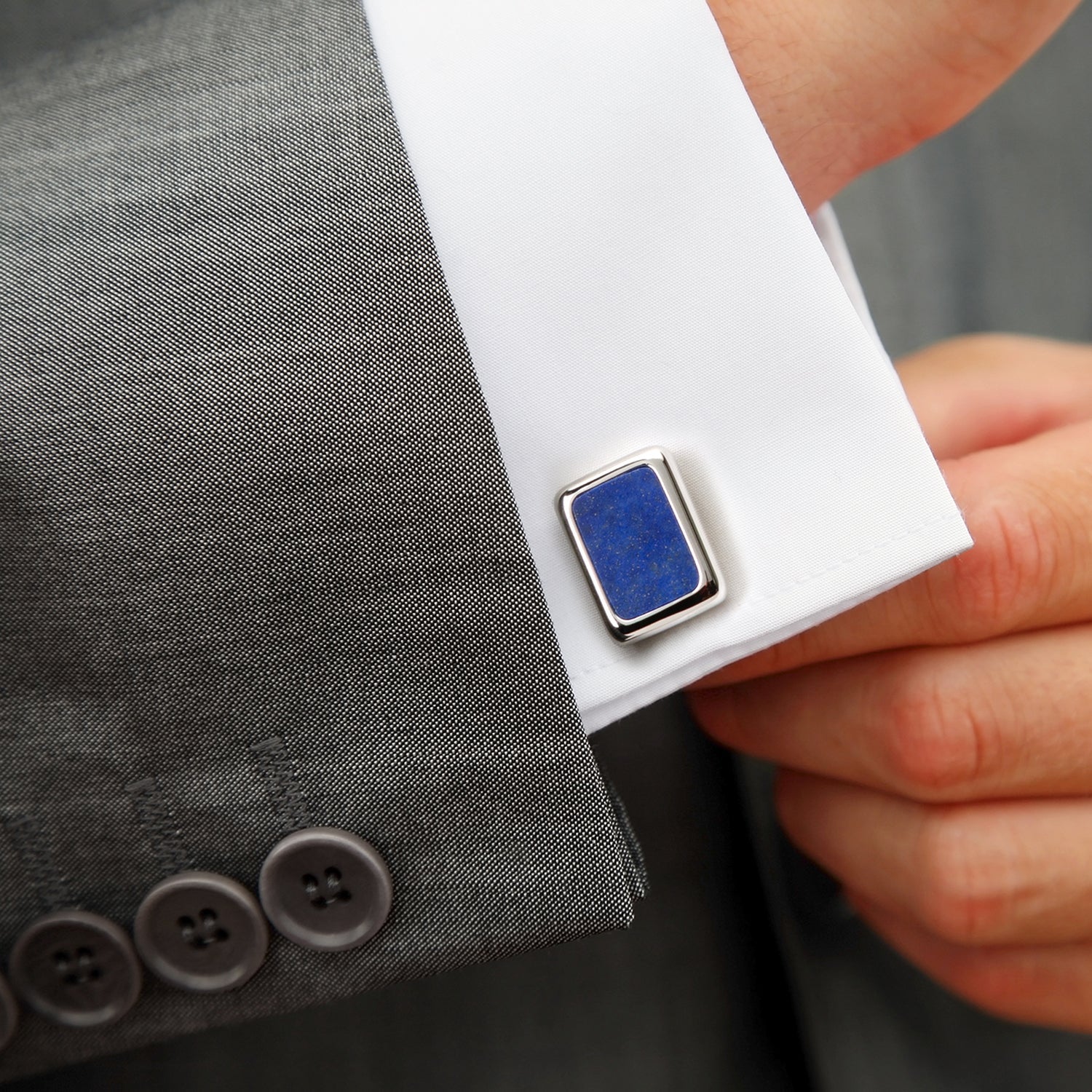 Sterling Silver and Lapis JFK Presidential 5-Stud Set by Cufflinks.com