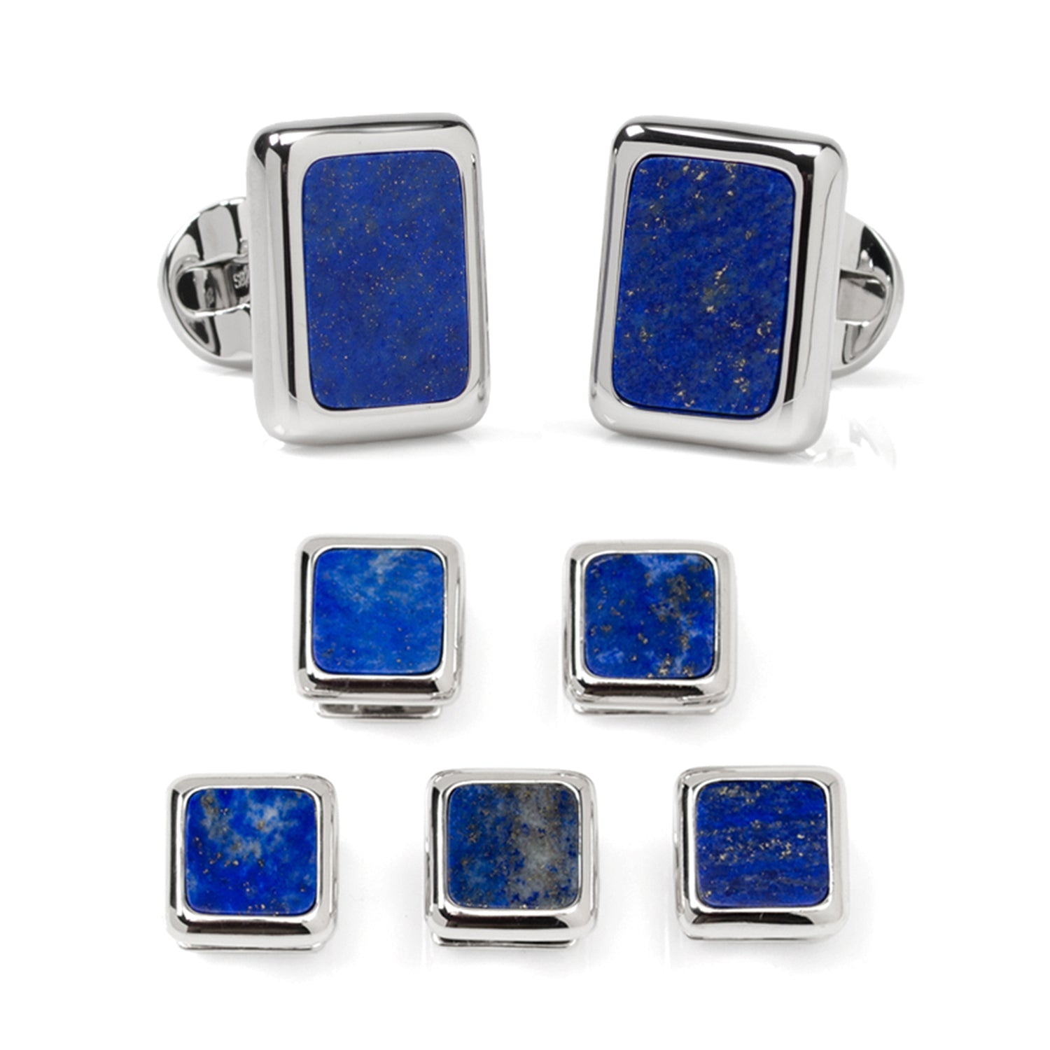 Sterling Silver and Lapis JFK Presidential 5-Stud Set by Cufflinks.com