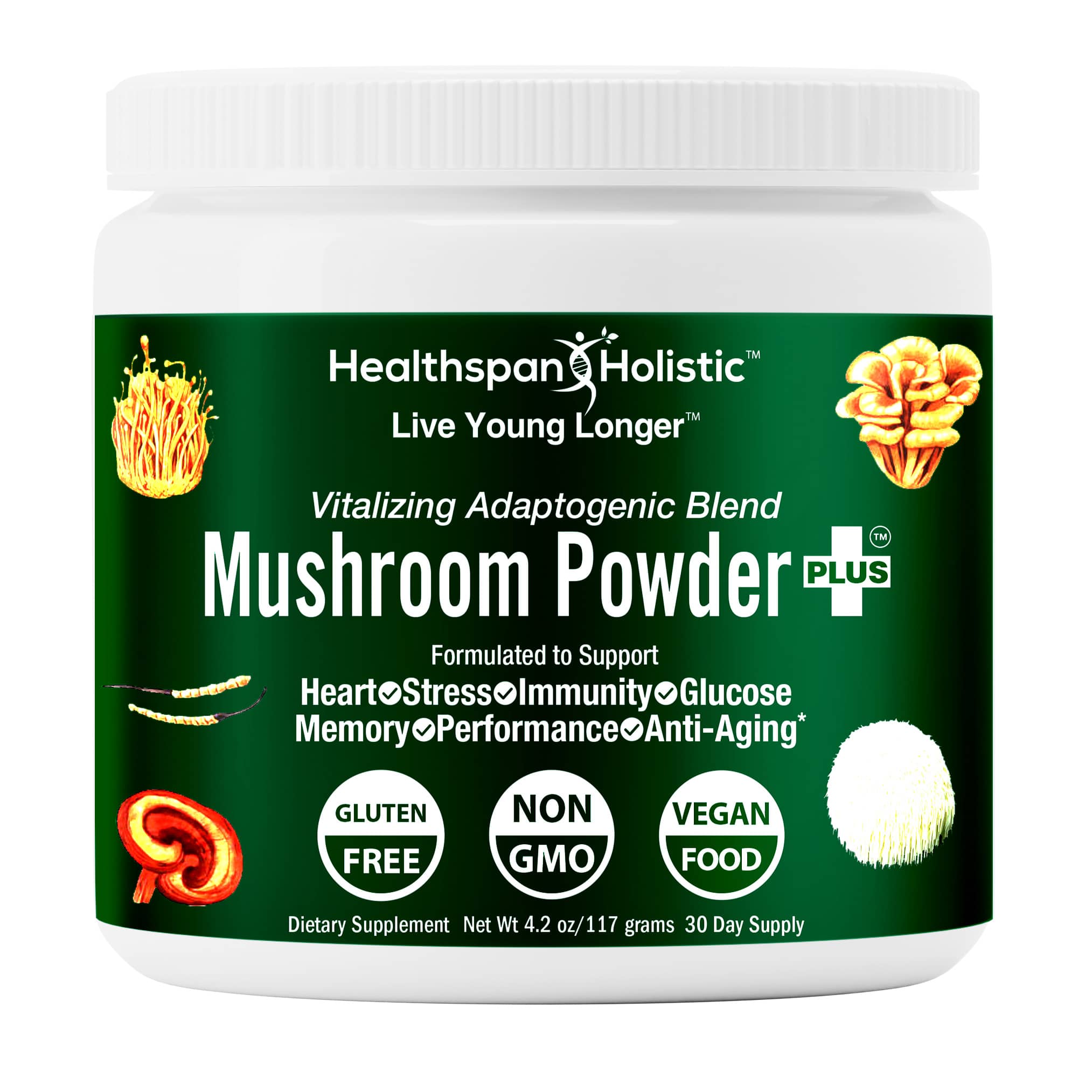 Organic Adaptogenic Mushroom Powder+ by Healthspan Holistic