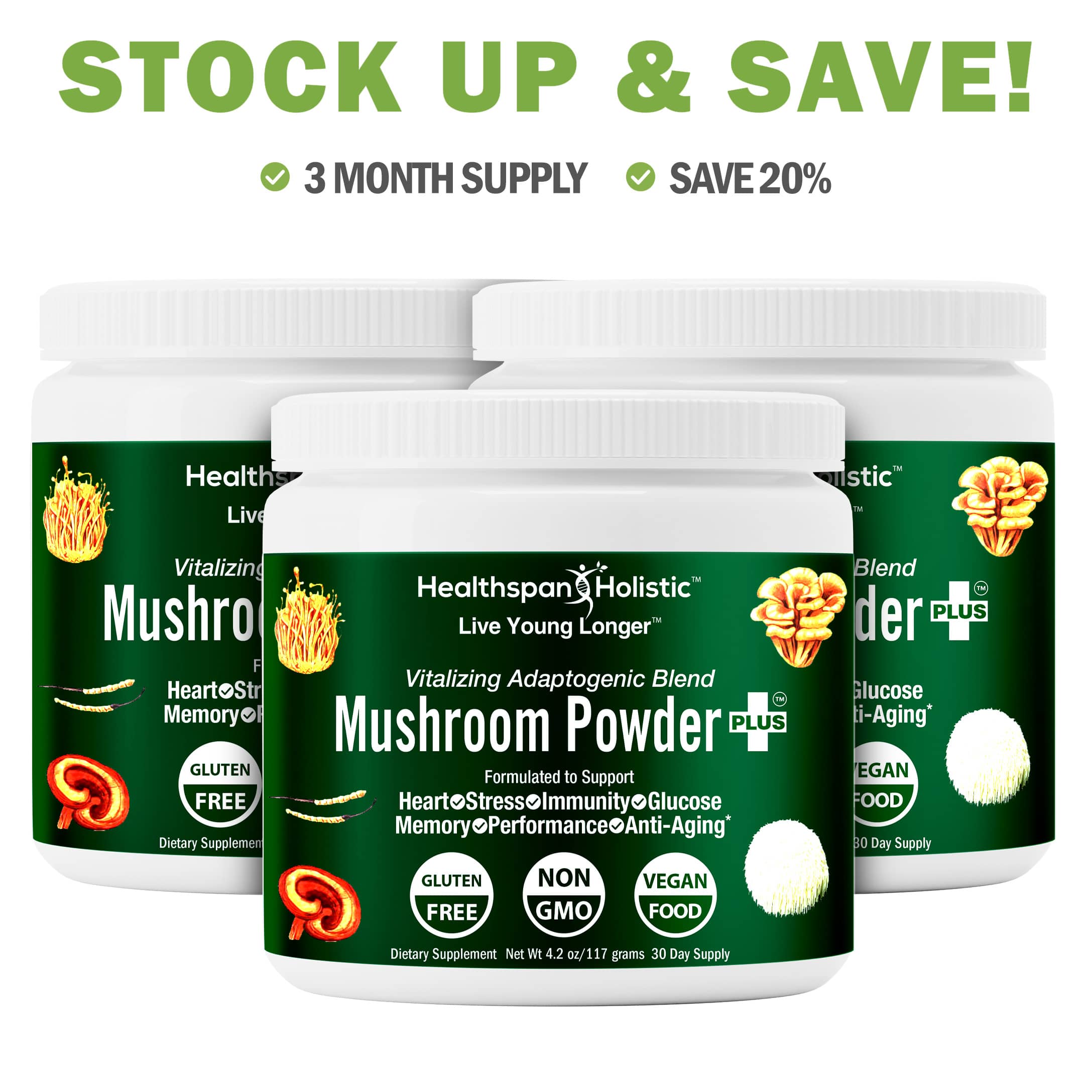 Organic Adaptogenic Mushroom Powder+ by Healthspan Holistic
